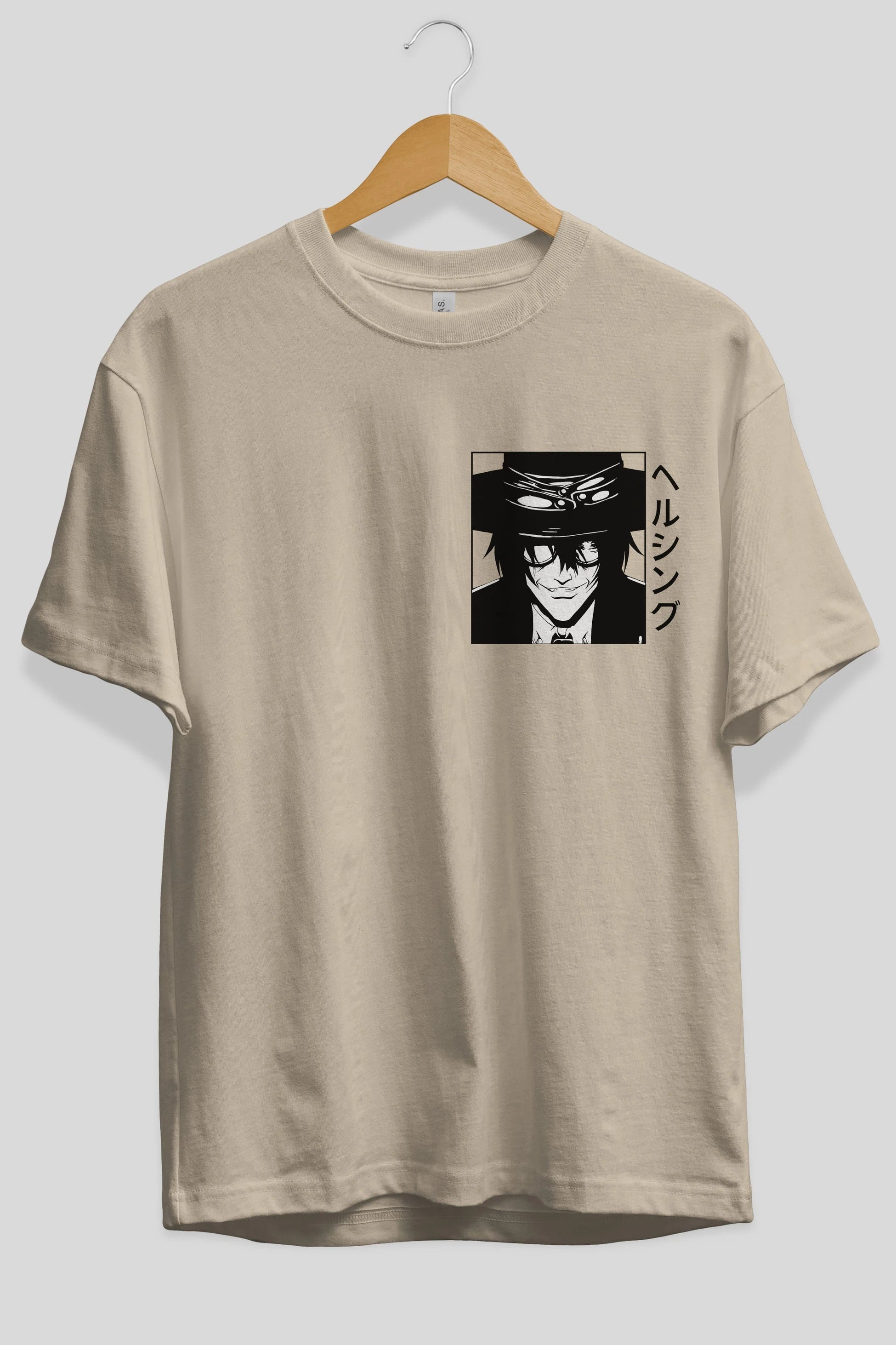 Alucard 1 Ön Sol Baskılı Oversize t-shirt Erkek Kadın Unisex %100 Pamuk Bisiklet Yaka tişort