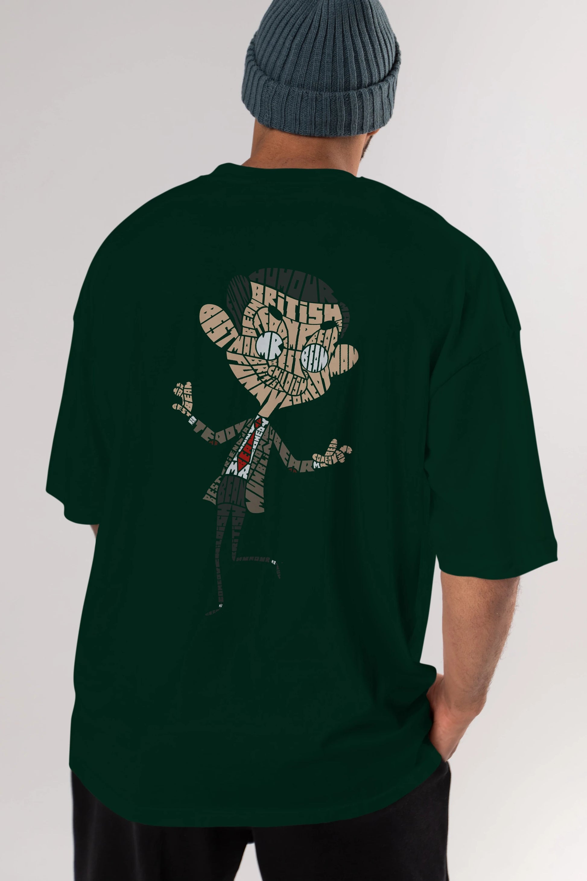 Mr Bean Arka Baskılı Oversize t-shirt %100 pamuk Erkek Kadın Unisex