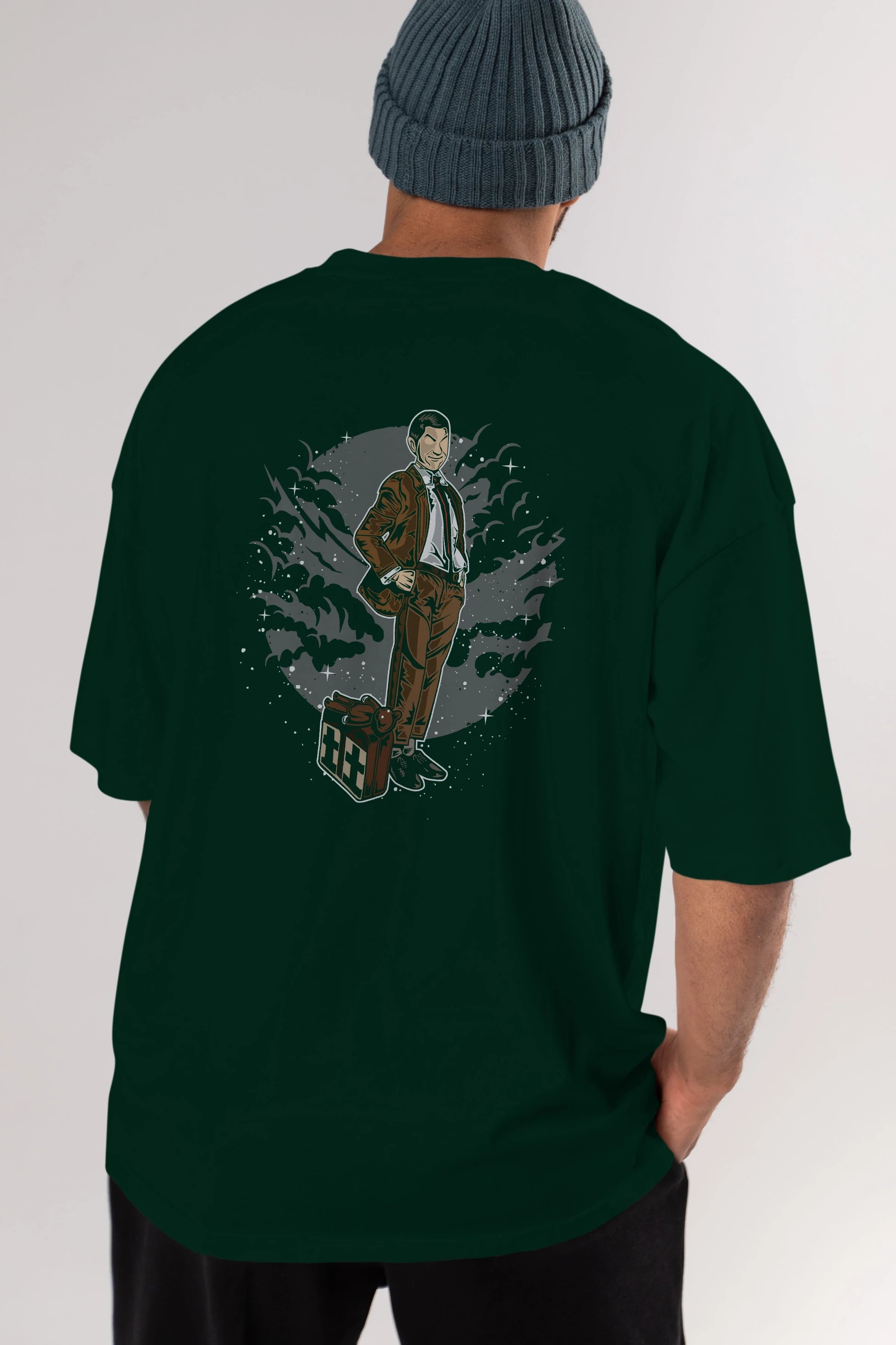 Mr Bean Arka Baskılı Oversize t-shirt Erkek Kadın Unisex %100 Pamuk