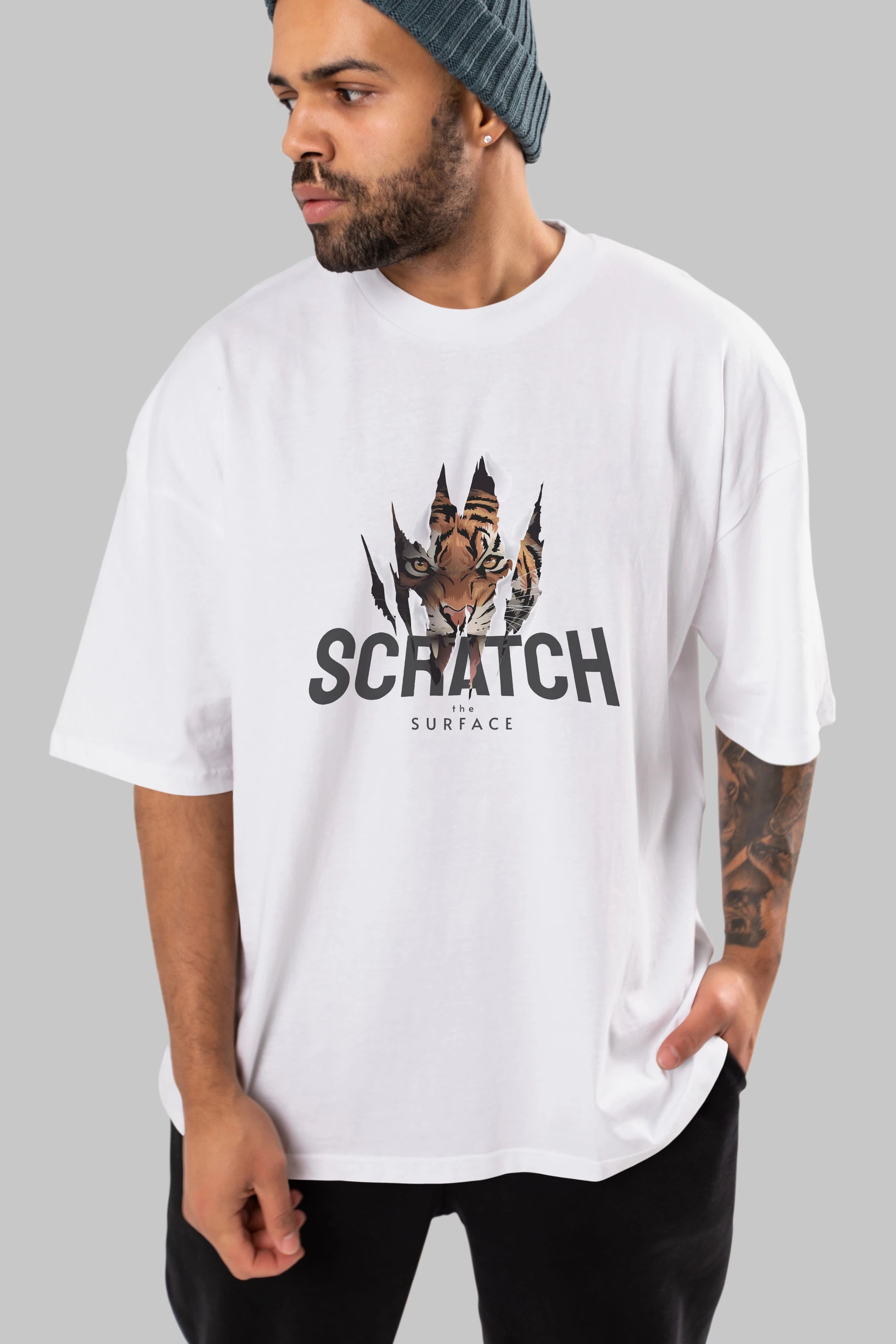 Teddy Bear Scratch Ön Baskılı Oversize t-shirt Erkek Kadın Unisex %100 Pamuk