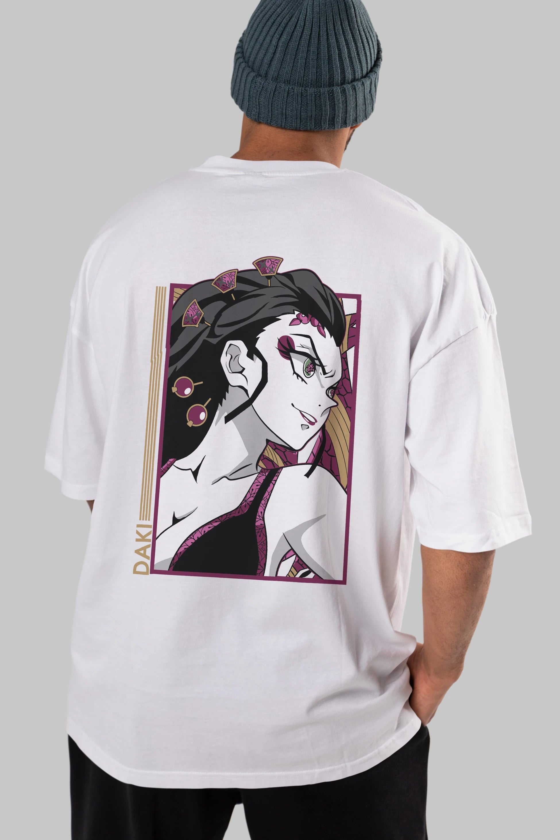 Daki DEMION SLAYER Anime Arka Baskılı Oversize t-shirt Erkek Kadın Unisex
