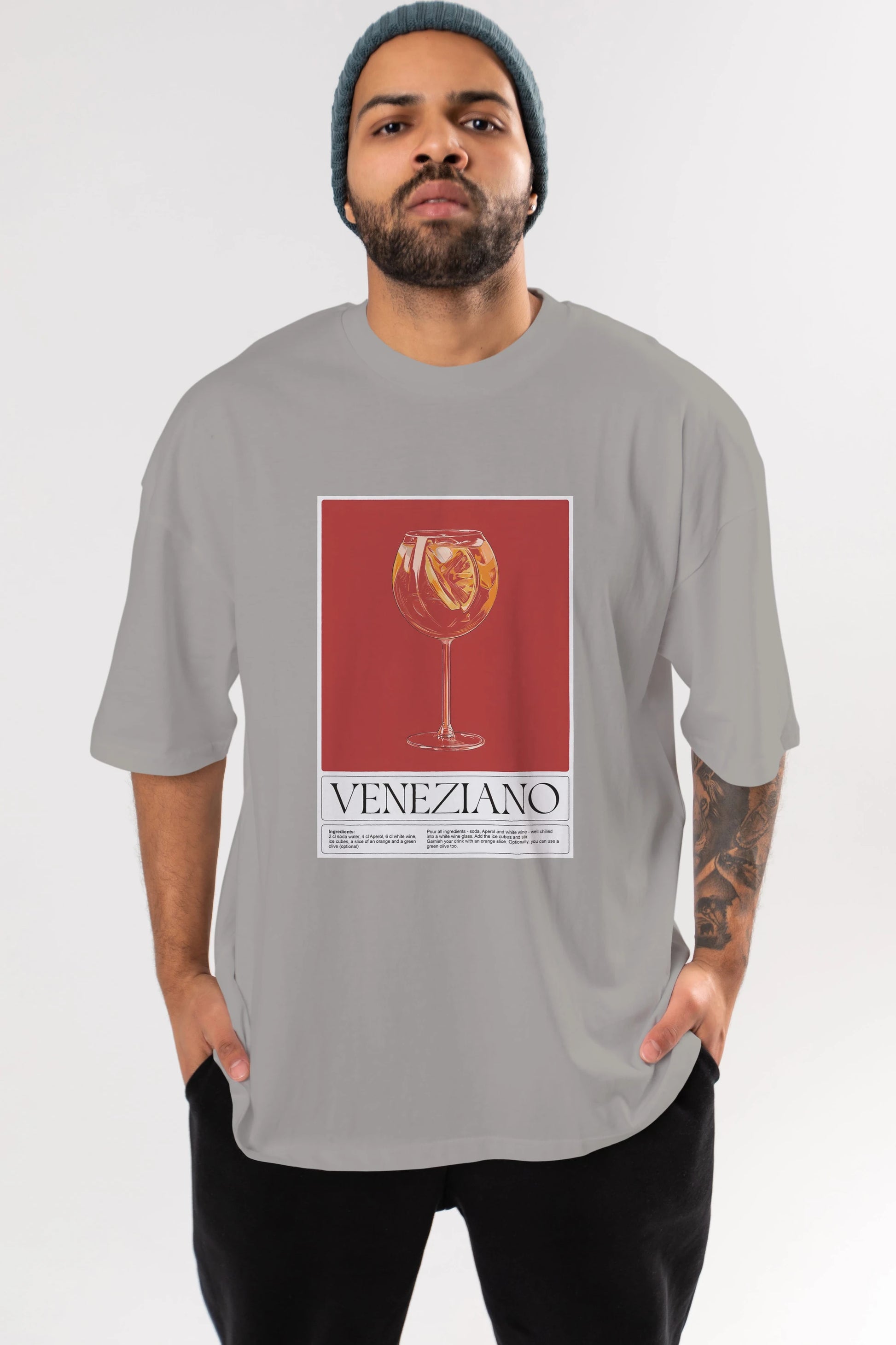 Veneziano Ön Baskılı Oversize t-shirt Erkek Kadın Unisex %100 Pamuk Bisiklet Yaka tişort