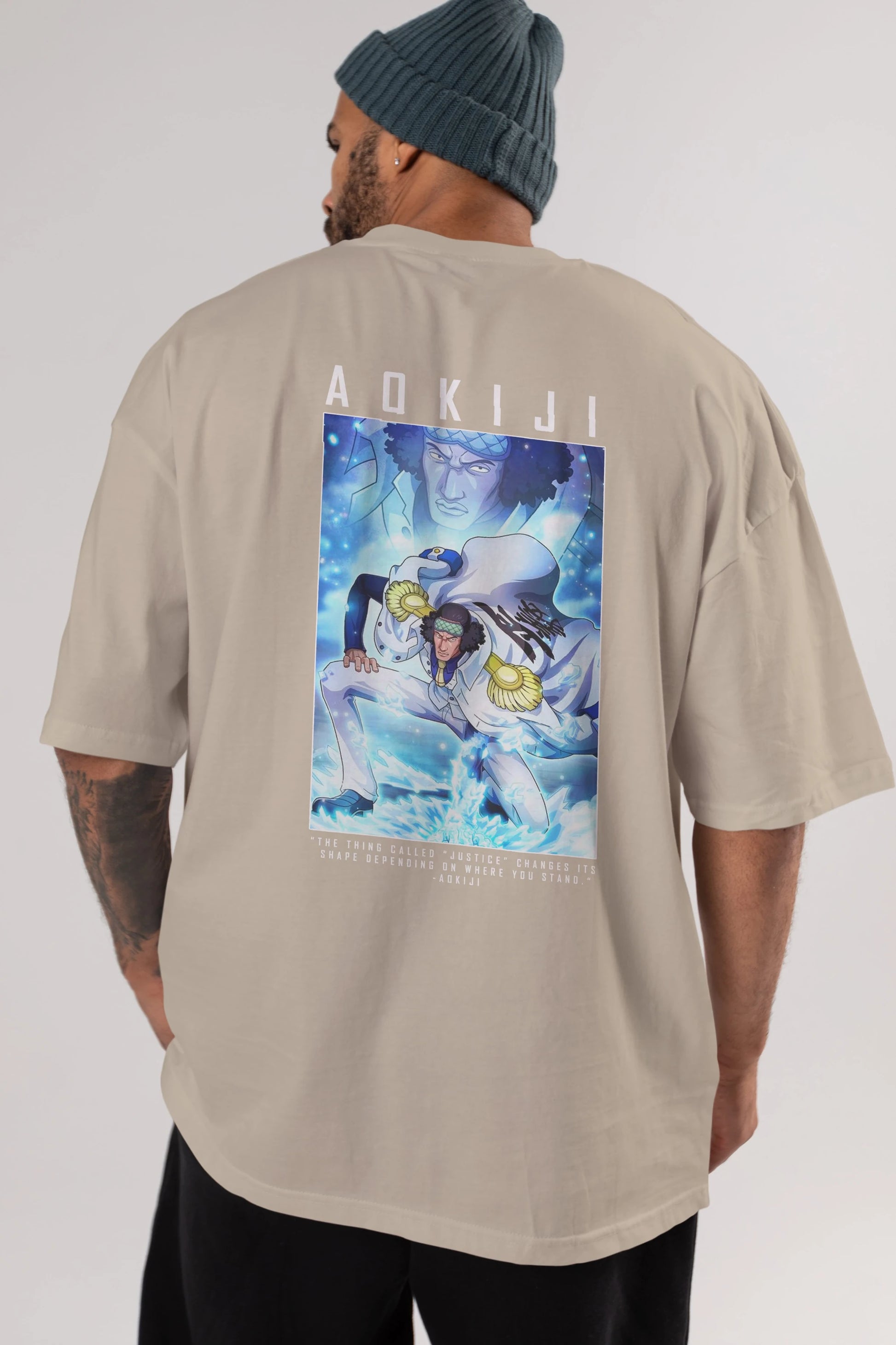 Kuzan Anime Arka Baskılı Oversize t-shirt Erkek Kadın Unisex %100 pamuk tişort