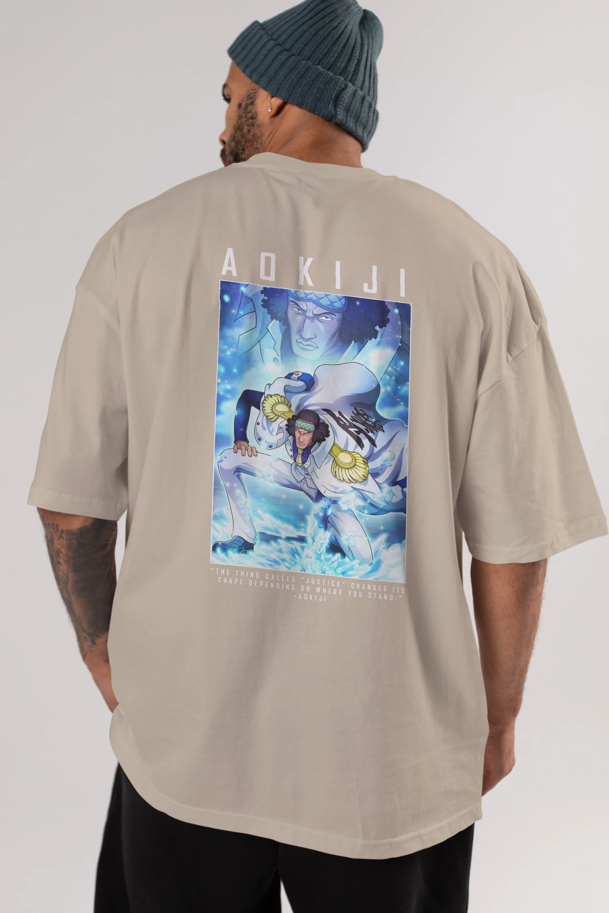 Kuzan Anime Arka Baskılı Oversize t-shirt Erkek Kadın Unisex %100 pamuk tişort