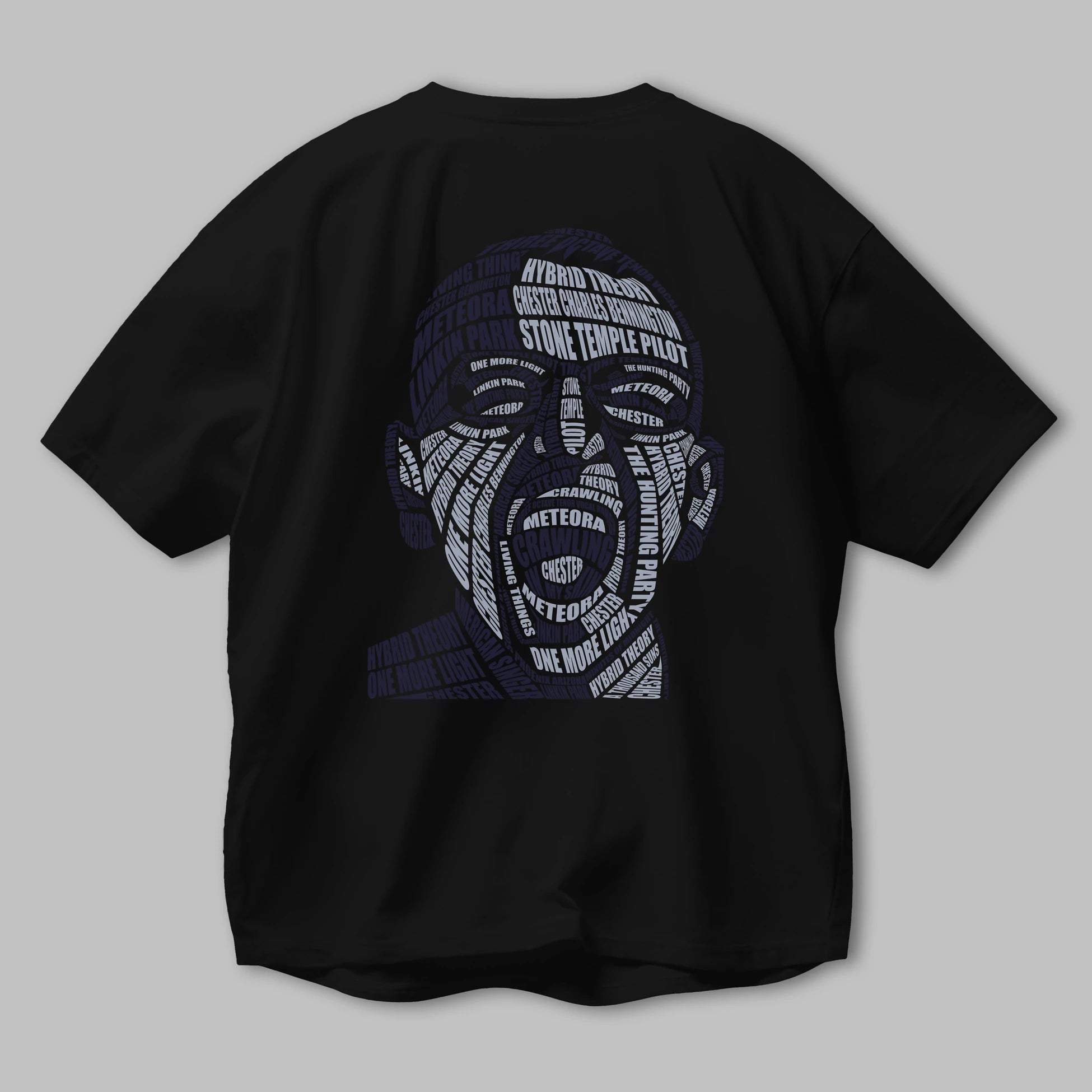 Chester Bennington Calligram Arka Baskılı Oversize t-shirt %100 pamuk Erkek Kadın Unisex