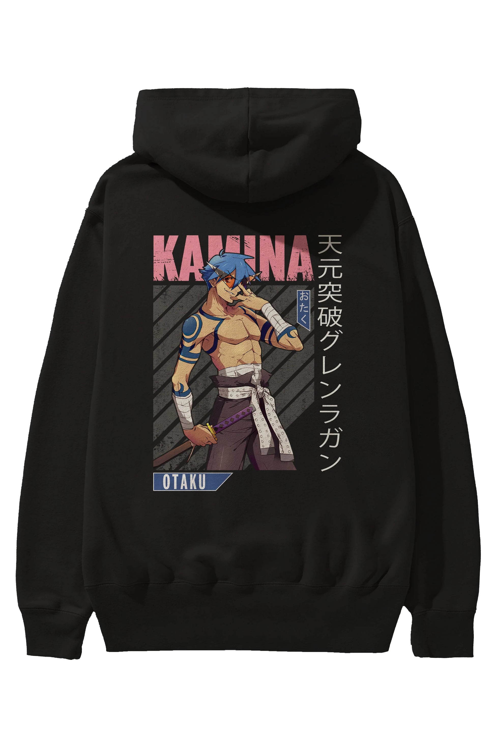 Kamina 5 Anime Arka Baskılı Hoodie Oversize Kapüşonlu Sweatshirt Erkek Kadın Unisex