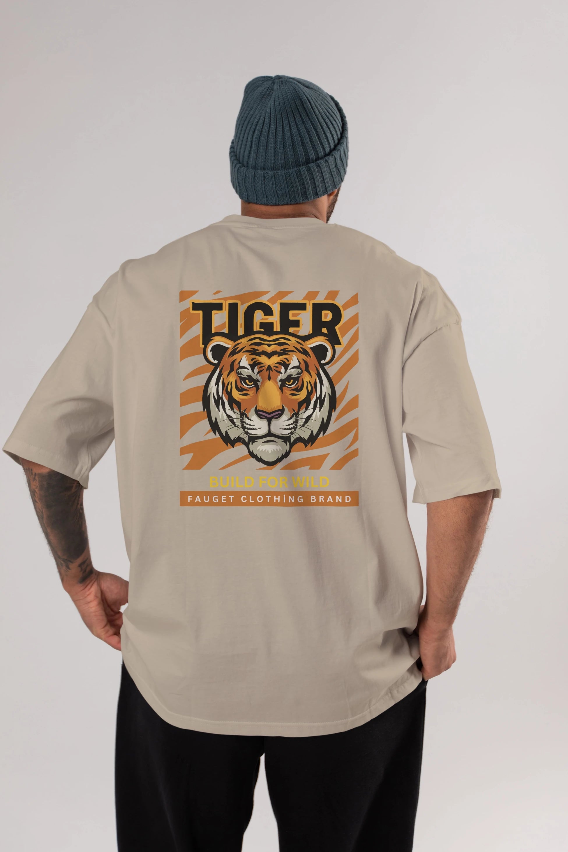 Tiger Arka Baskılı Oversize t-shirt Erkek Kadın Unisex