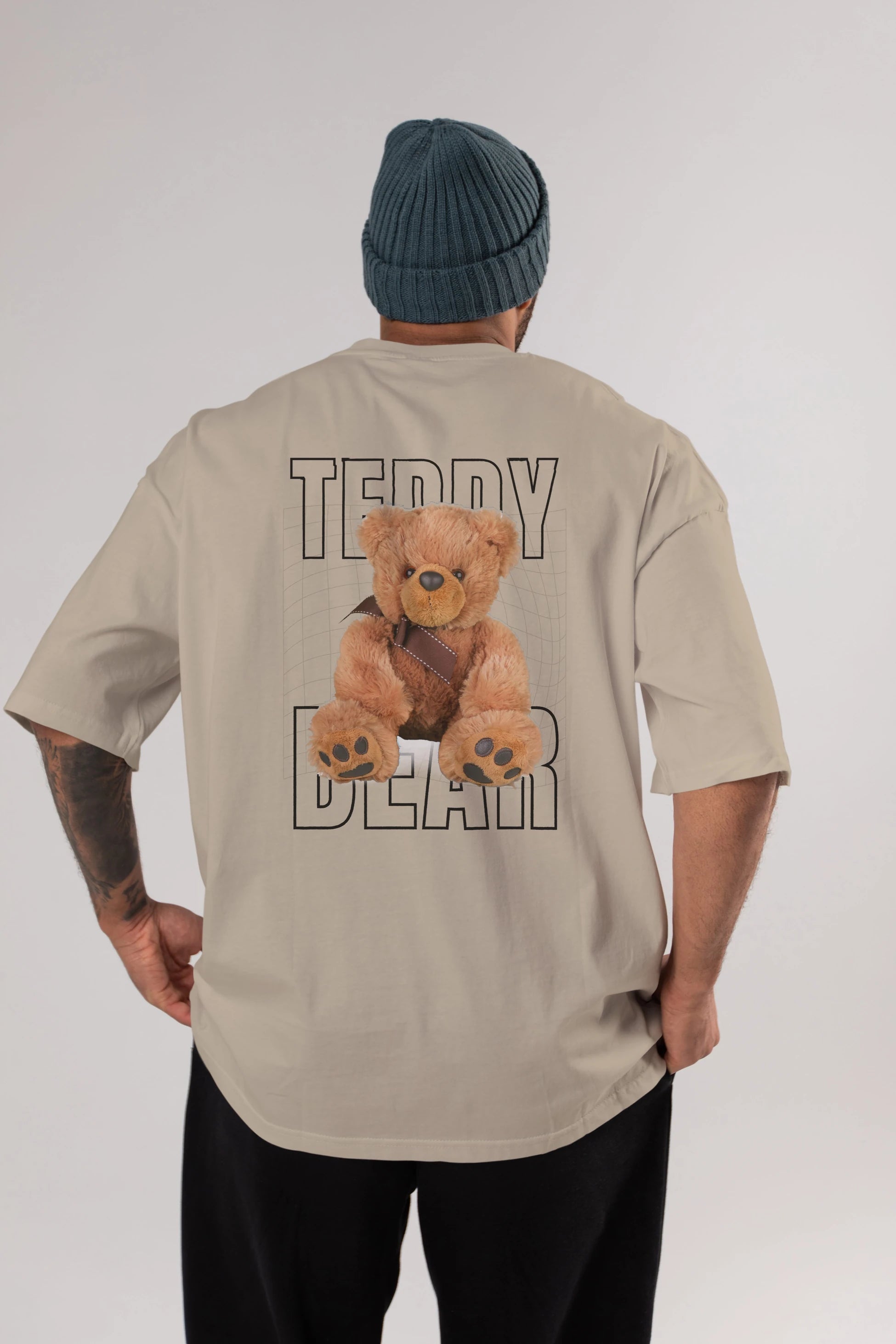 Teddy Bear Yazılı Arka Baskılı Oversize t-shirt Erkek Kadın Unisex