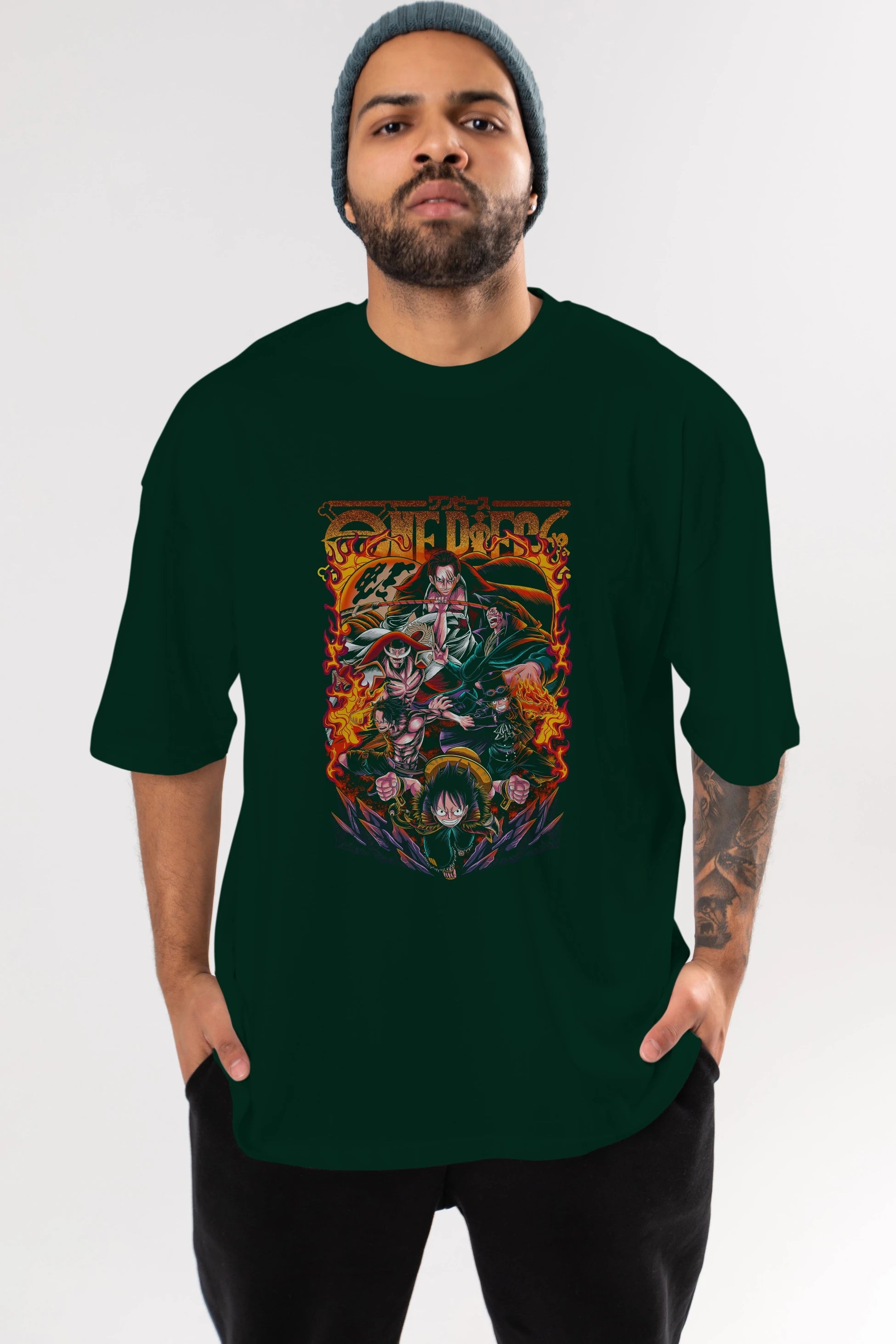 ONE PIECE (3) Anime Ön Baskılı Oversize t-shirt %100 pamuk Erkek Kadın Unisex