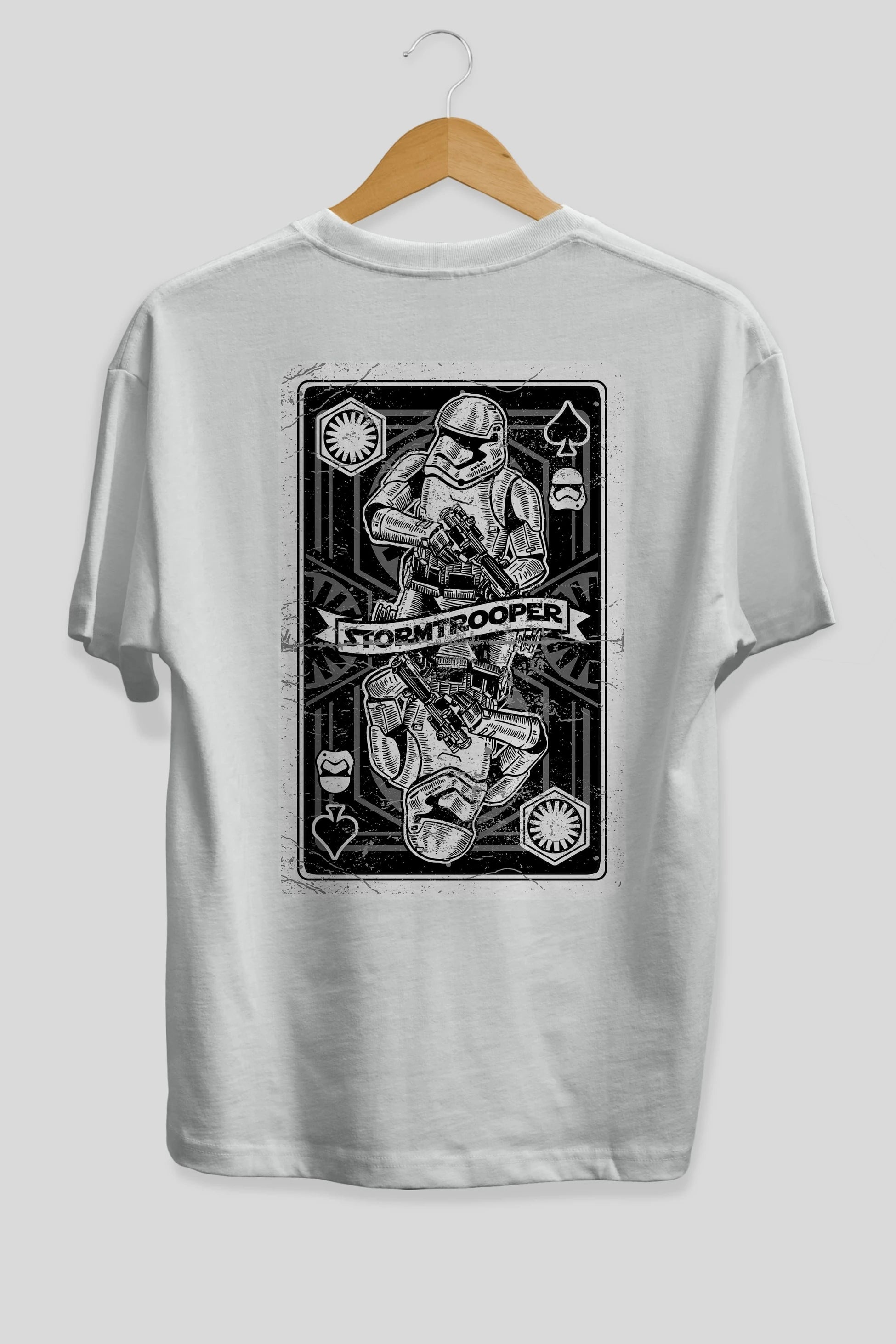 Stormtrooper Playing Card Arka Baskılı Oversize t-shirt Erkek Kadın Unisex %100 Pamuk