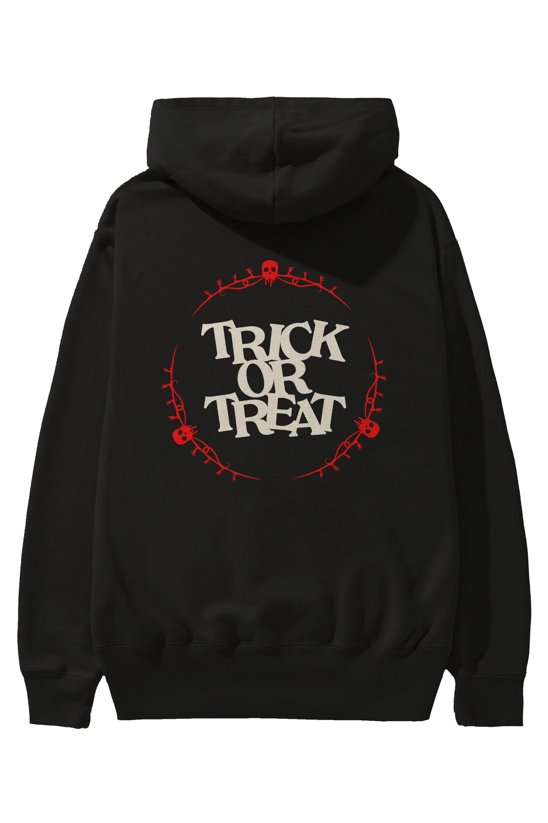 Trick or Treat Yazılı Arka Baskılı Oversize Hoodie Kapüşonlu Sweatshirt Erkek Kadın Unisex