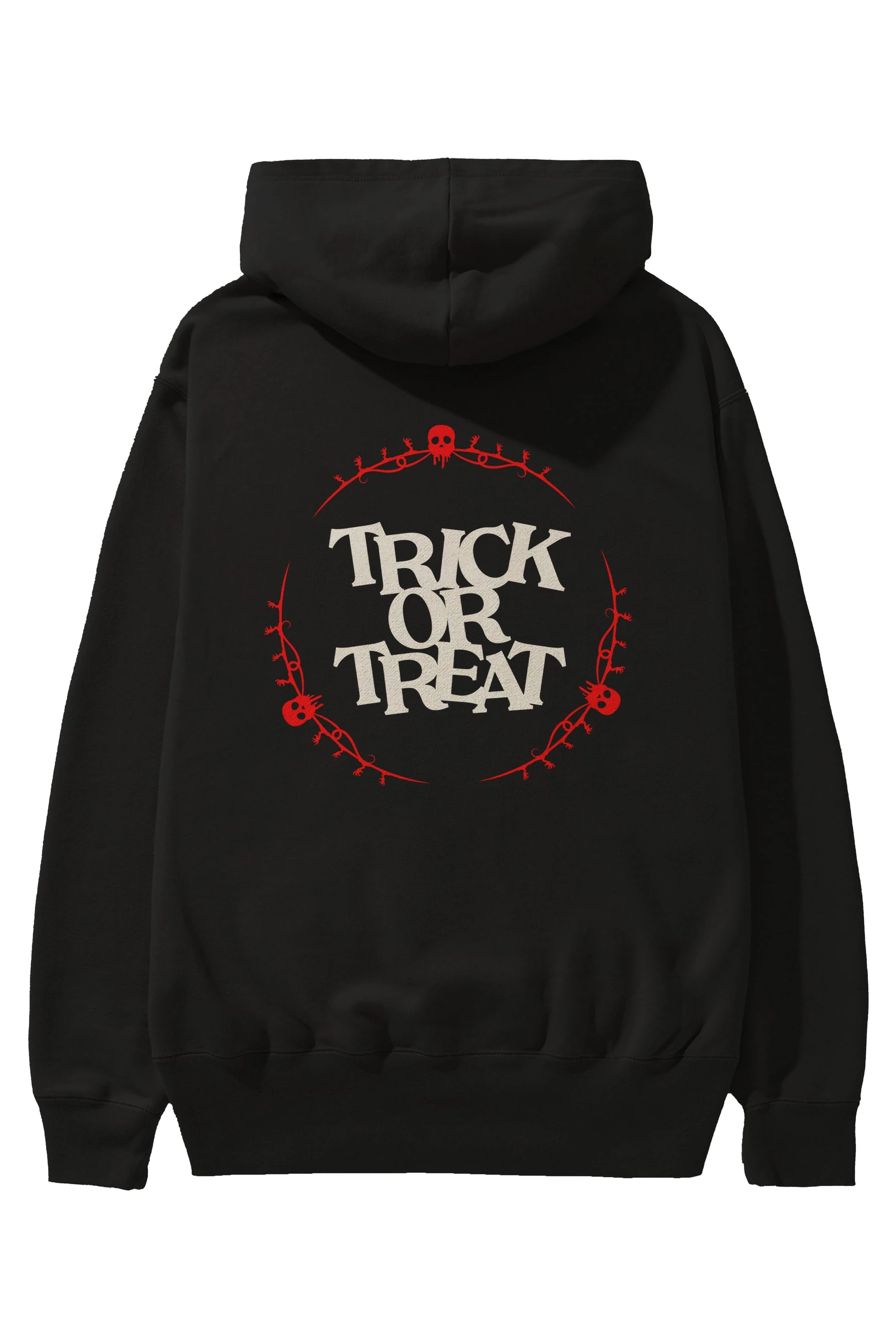 Trick or Treat Yazılı Arka Baskılı Oversize Hoodie Kapüşonlu Sweatshirt Erkek Kadın Unisex