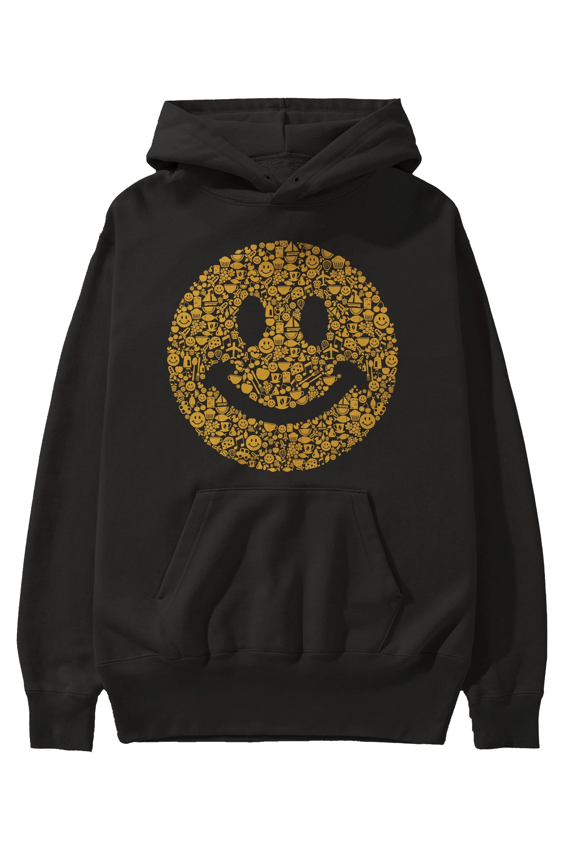 Smiley Ön Baskılı Hoodie Oversize Kapüşonlu Sweatshirt Erkek Kadın Unisex