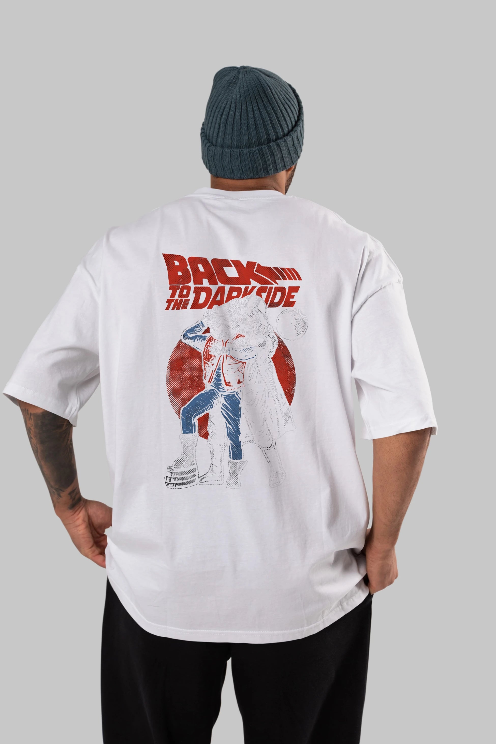Back To The Darkside Arka Baskılı Oversize t-shirt Erkek Kadın Unisex %100 Pamuk