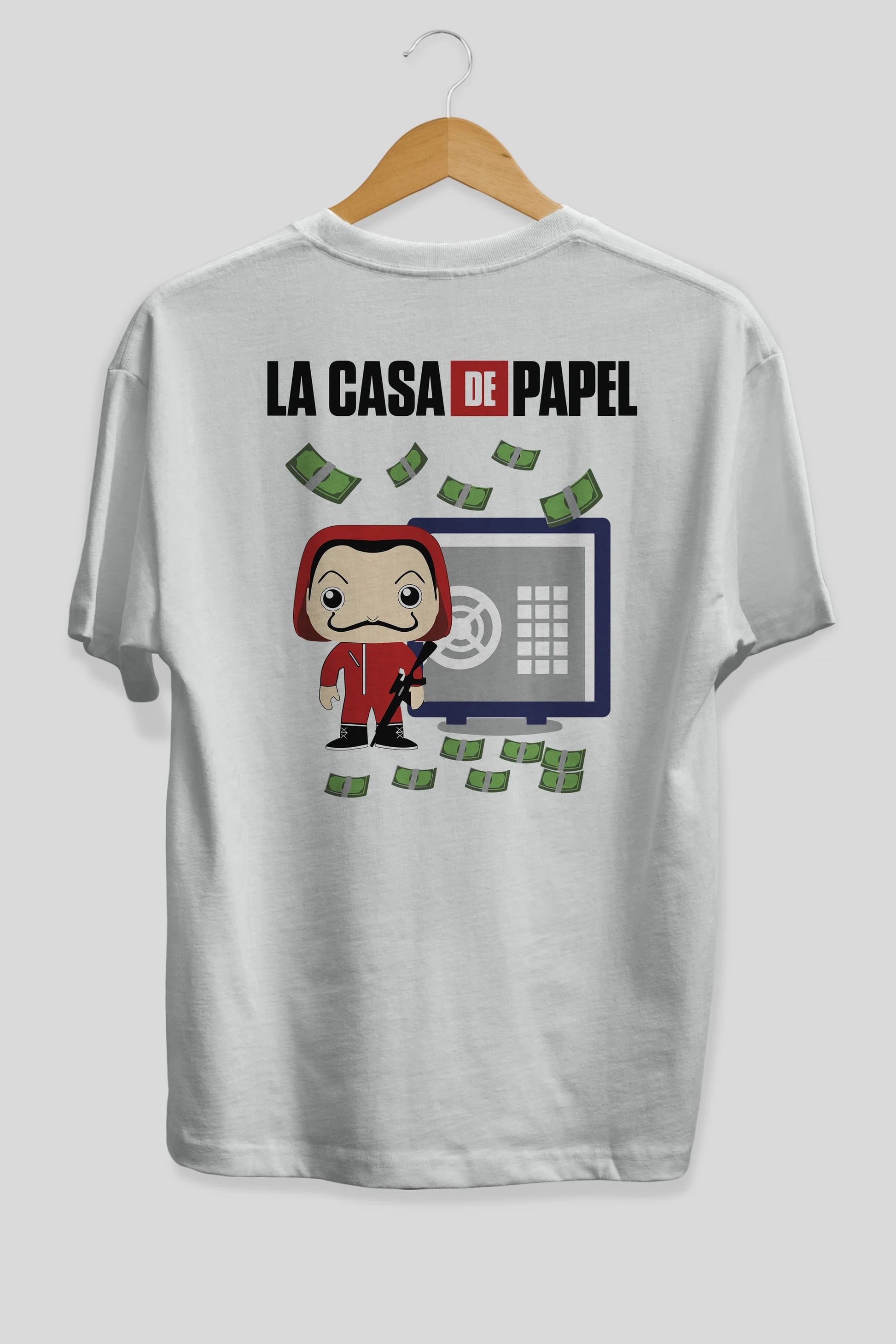 La Casa De Papel (4) Arka Baskılı Oversize t-shirt Erkek Kadın Unisex %100 Pamuk Bisiklet Yaka tişort