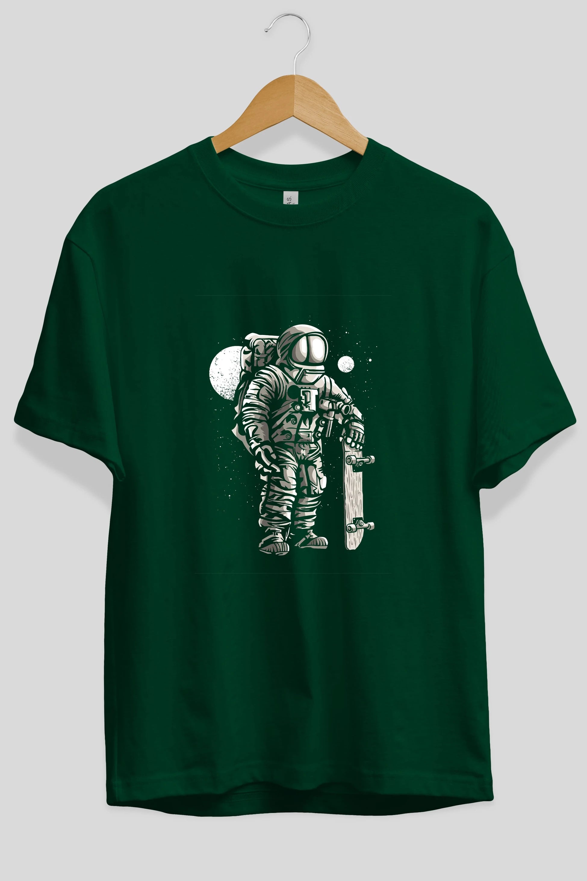 Astronaut Skater Ön Baskılı Oversize t-shirt Erkek Kadın Unisex %100 Pamuk tişort
