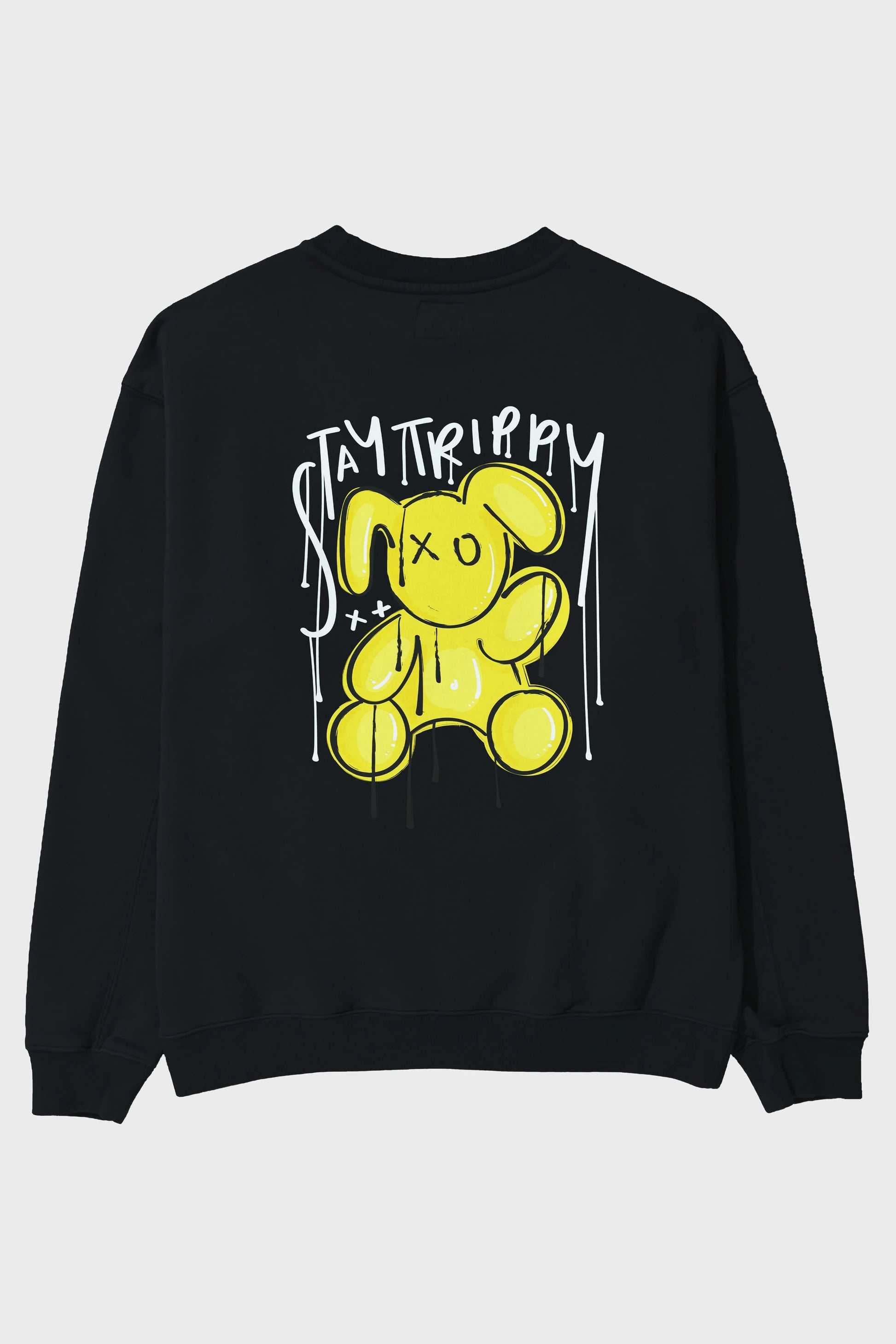Stay Trippy Bear Arka Baskılı Oversize Sweatshirt Erkek Kadın Unisex