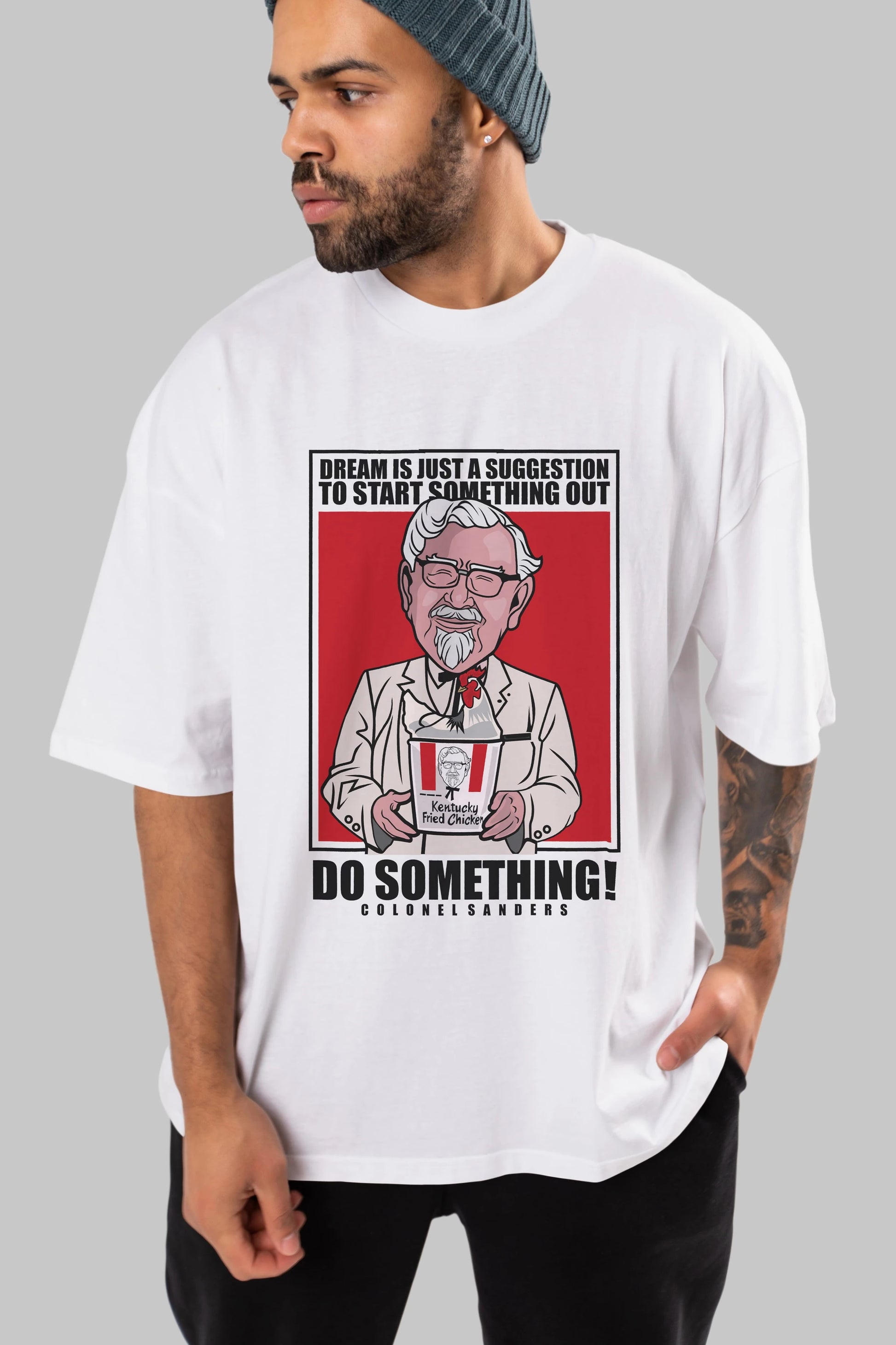 Colonel Sanders Ön Baskılı Oversize t-shirt Erkek Kadın Unisex %100 Pamuk tişort