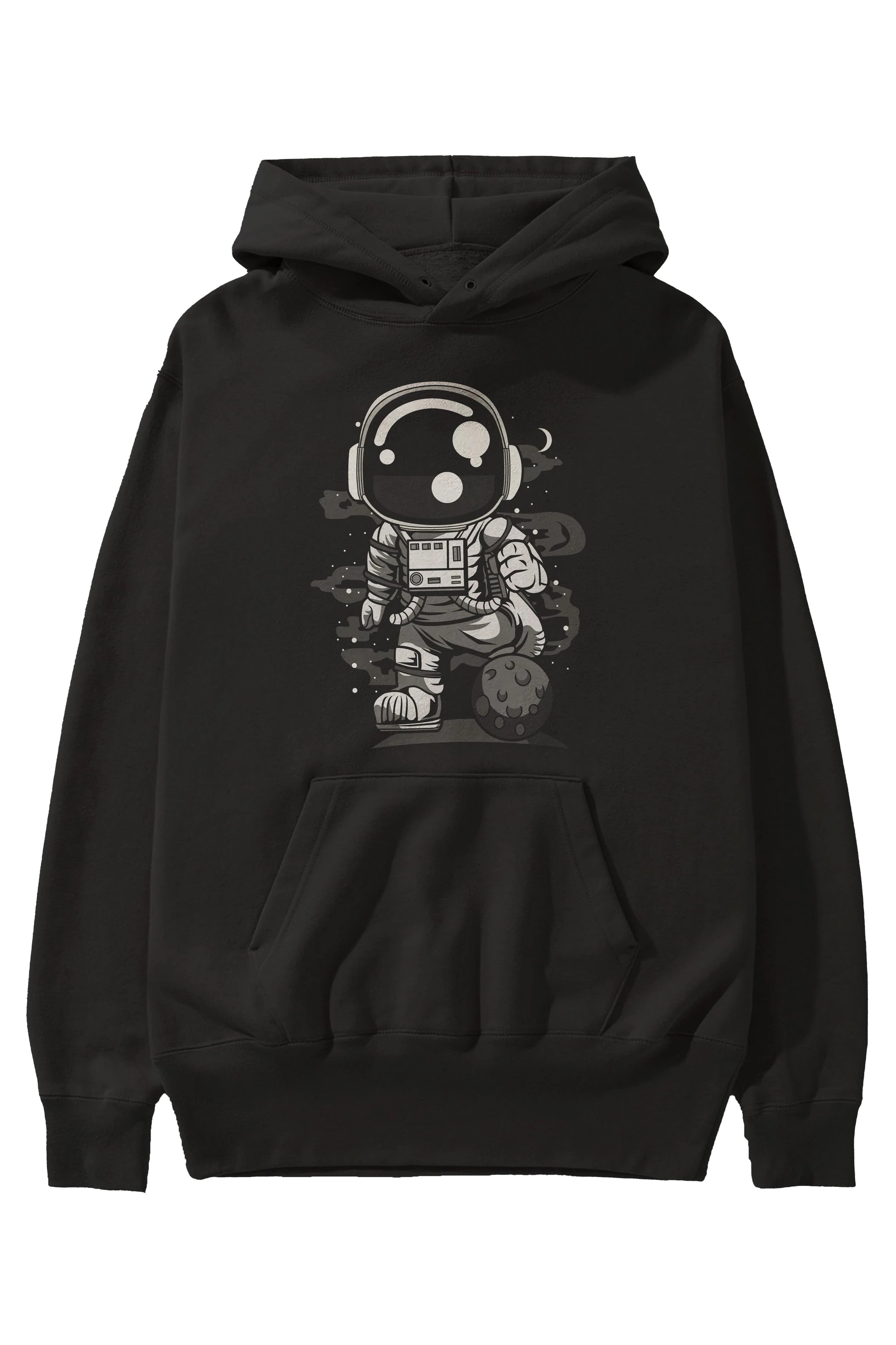 Astronaut Soccer Ön Baskılı Hoodie Oversize Kapüşonlu Sweatshirt Erkek Kadın Unisex