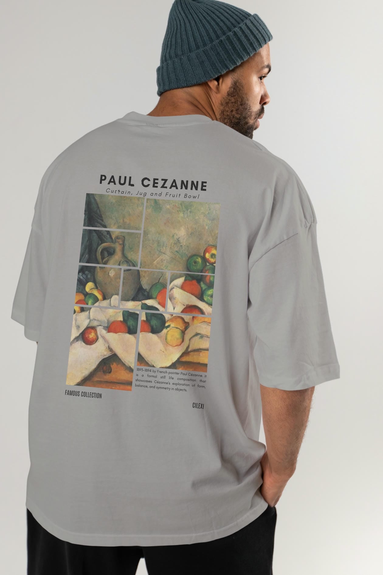 Paul Cezanne Curtain Arka Baskılı Oversize t-shirt Erkek Kadın Bisiklet Yaka Pamuk tişort