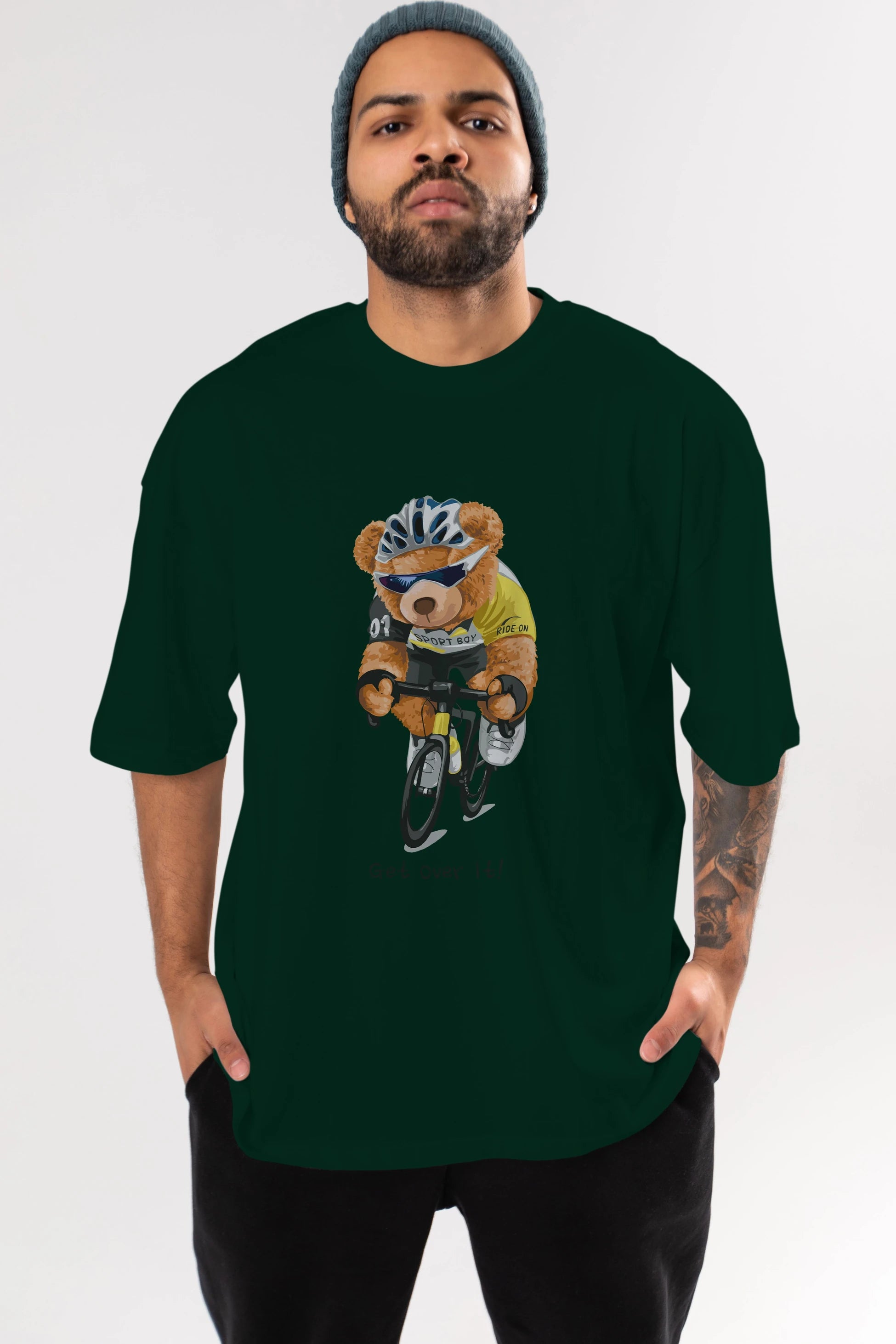 Teddy Bear Sport Boy Ön Baskılı Oversize t-shirt Erkek Kadın Unisex %100 Pamuk