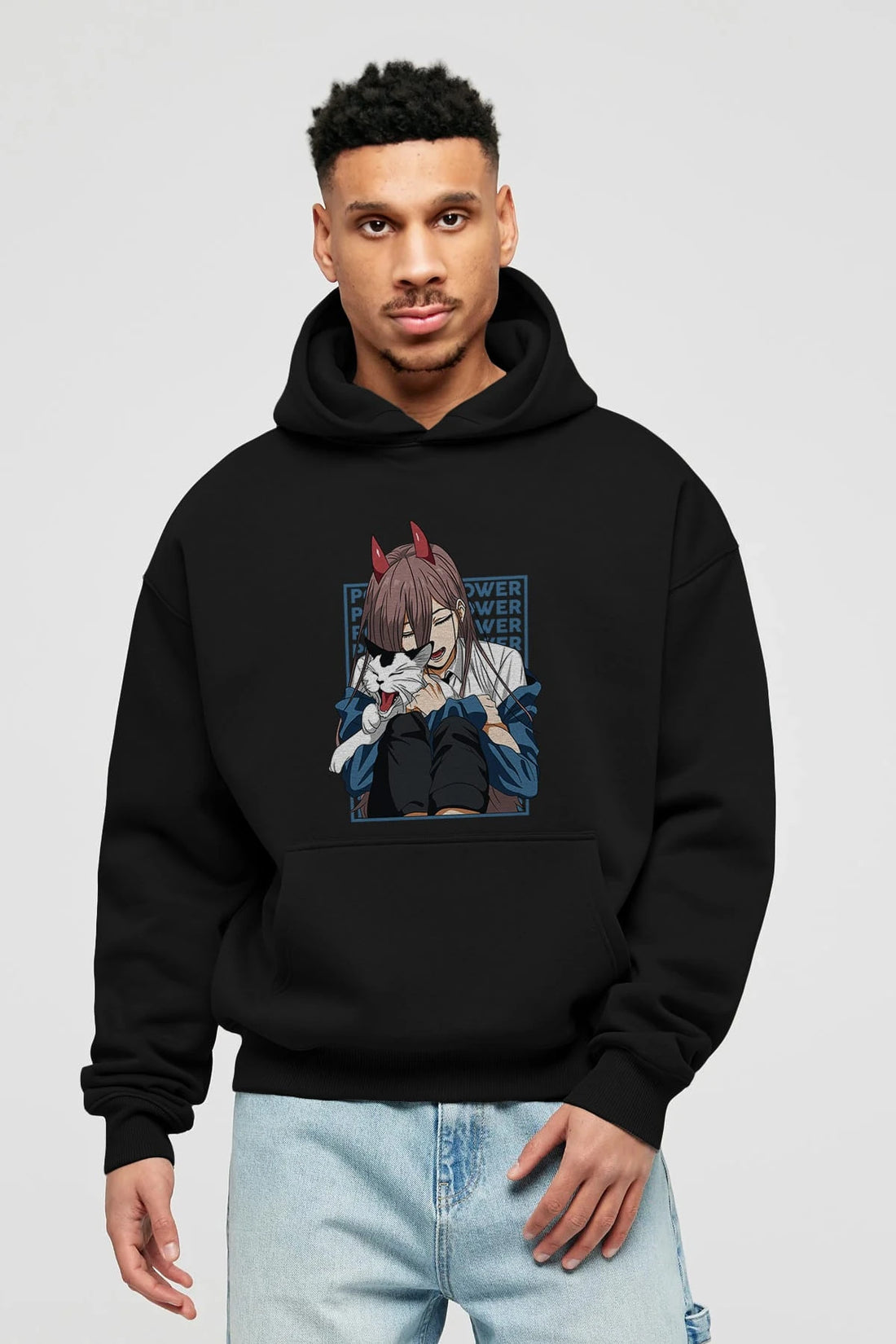 POWER CHAINSAWMAN Anime Ön Baskılı Hoodie Oversize Kapüşonlu Sweatshirt Erkek Kadın Unisex