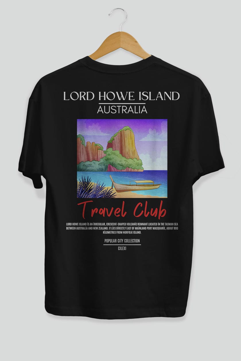 Lord Howe İsland Australia Arka Baskılı Oversize t-shirt Erkek Kadın Pamuk Bisiklet Yaka tişort