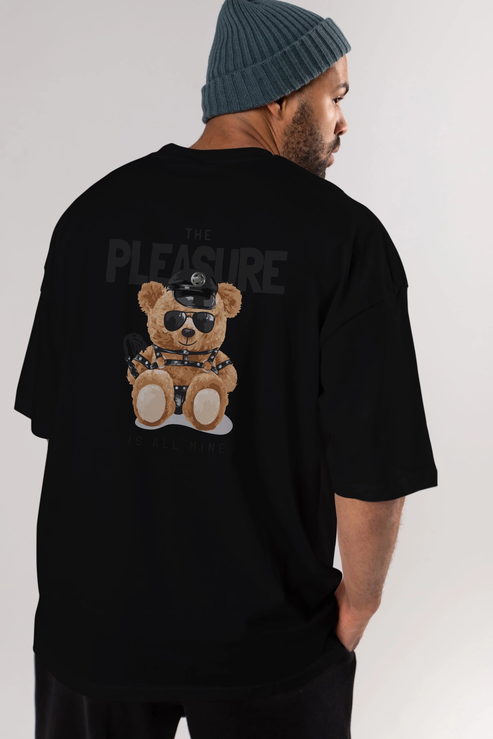 Teddy Bear The Pleasure Arka Baskılı Oversize t-shirt Erkek Kadın Unisex %100 Pamuk