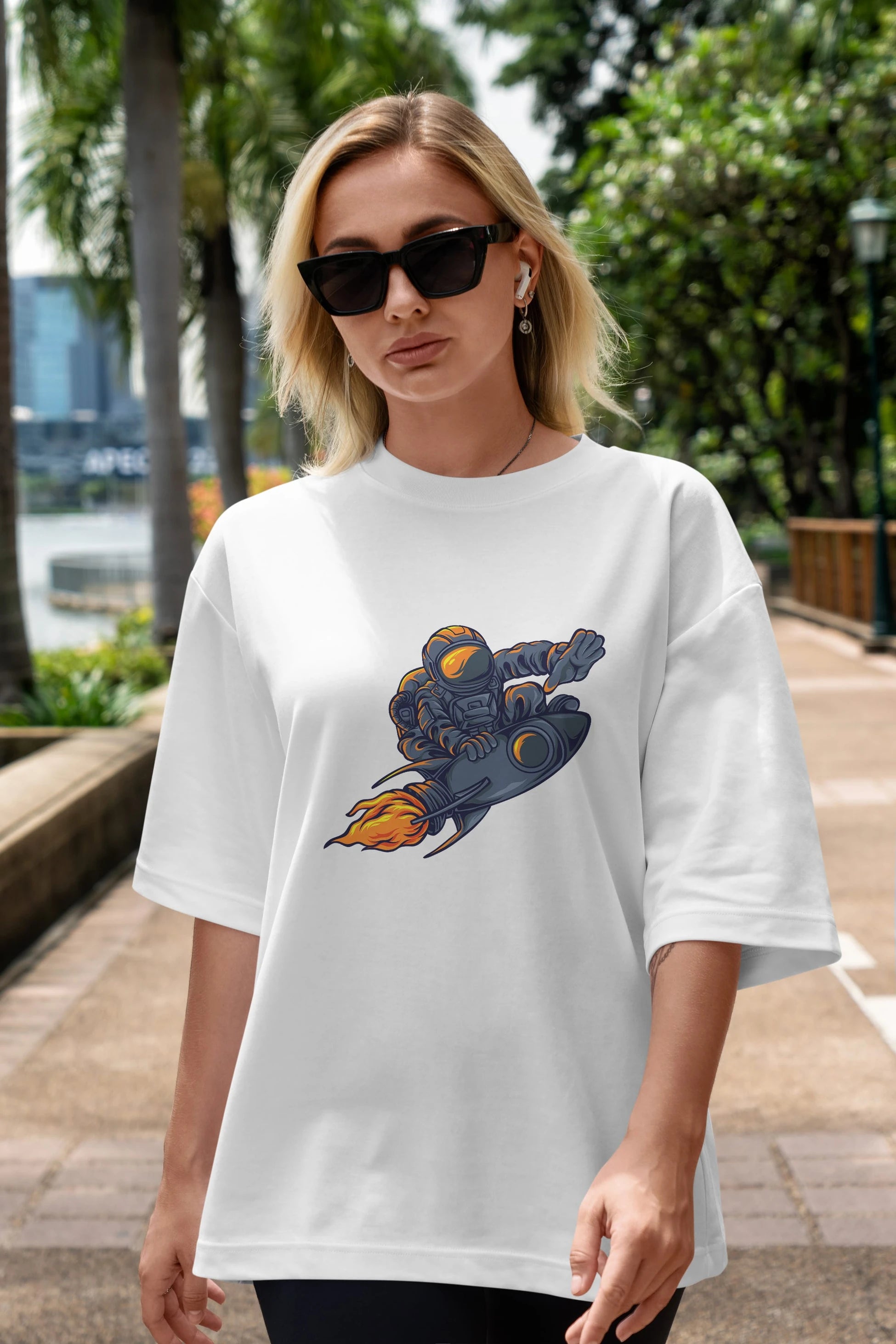 Astrocket Illustration Tshirt Ön Baskılı Oversize t-shirt Erkek Kadın Unisex