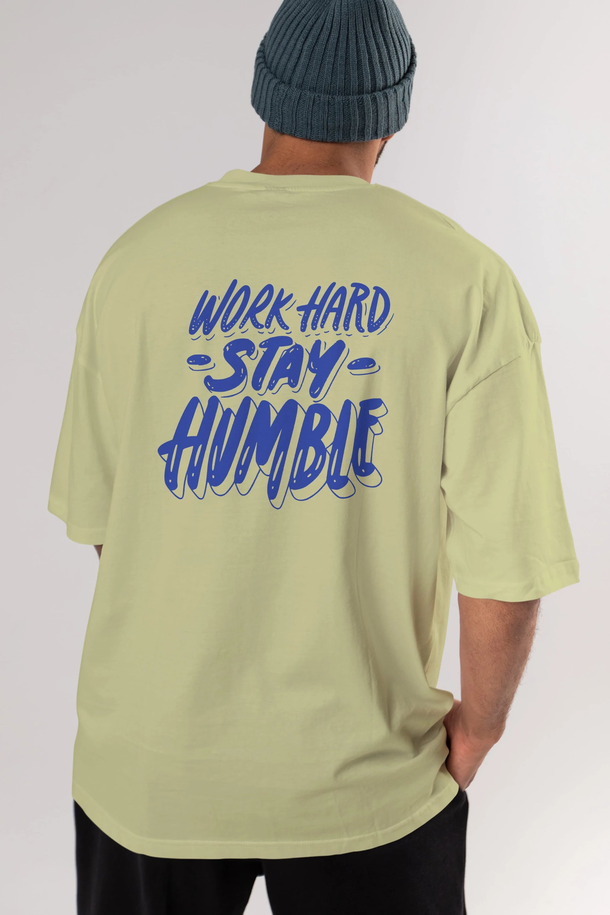 Word Hard Yazılı Arka Baskılı Oversize t-shirt Erkek Kadın Unisex