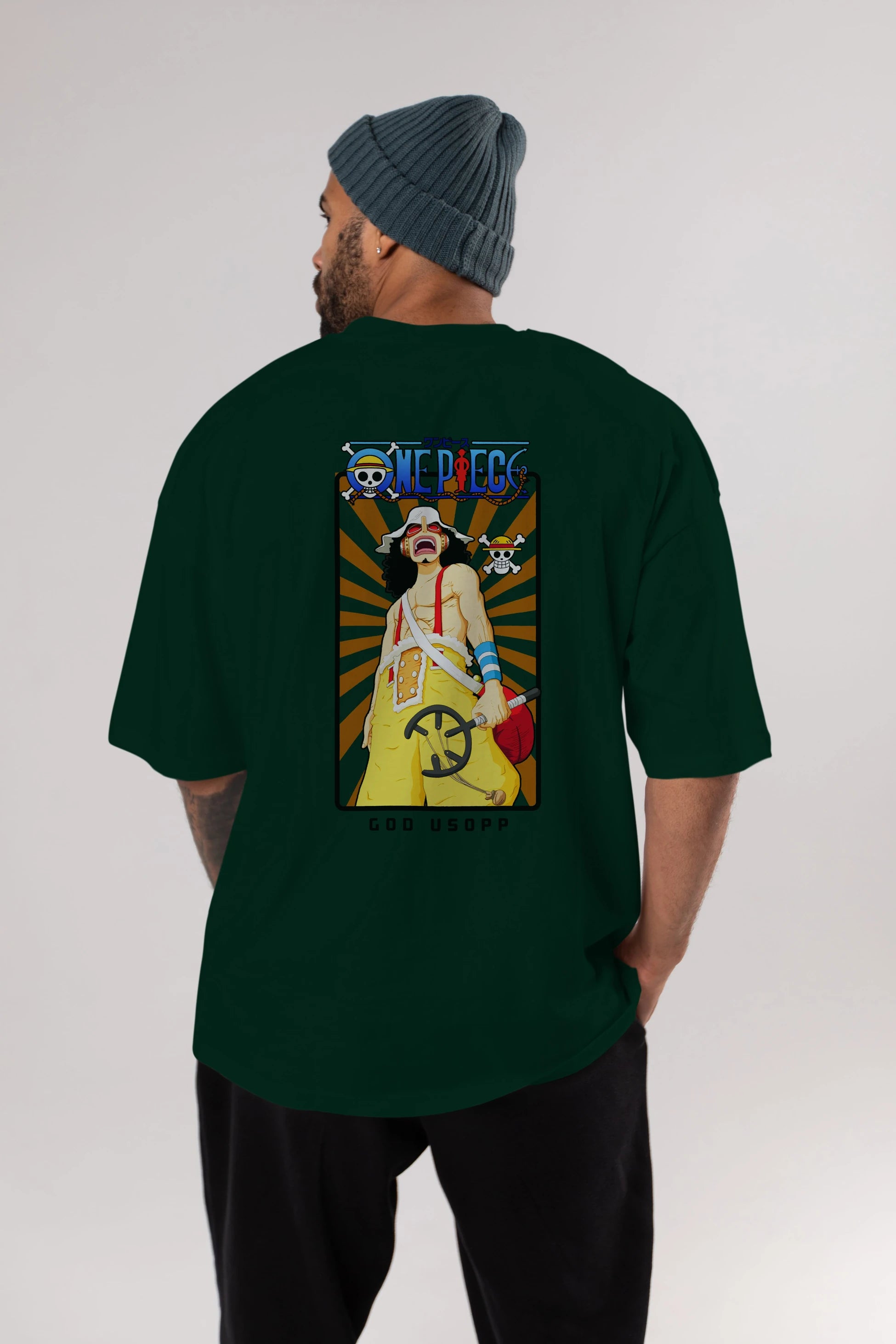 Usopp Anime Arka Baskılı Oversize t-shirt Erkek Kadın Unisex %100 pamuk tişort