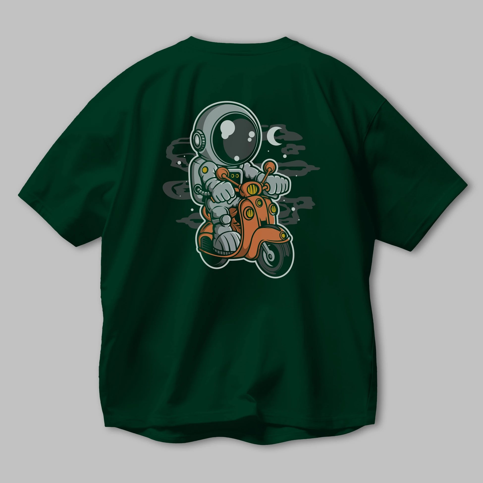Astronaut Scooter Arka Baskılı Oversize t-shirt Erkek Kadın Unisex