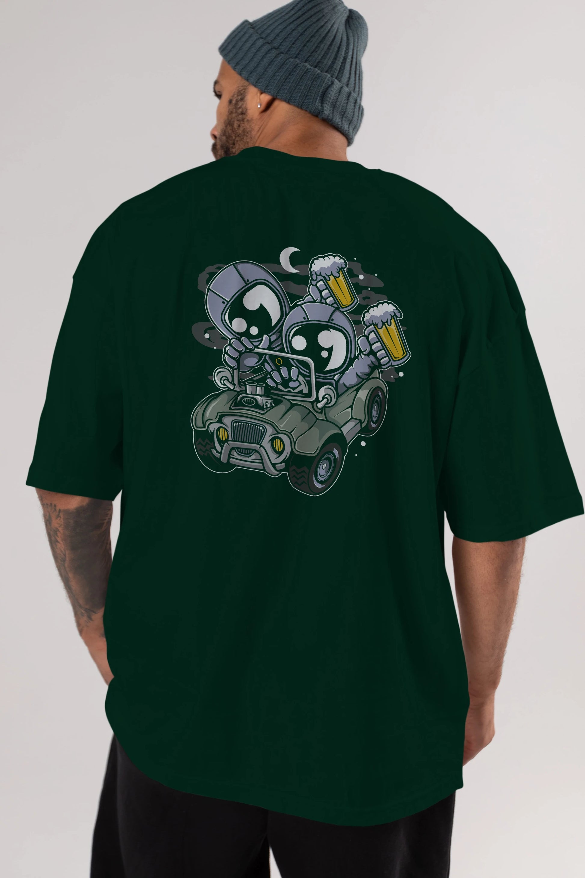 Astronaut Offroad Arka Baskılı Oversize t-shirt Erkek Kadın Unisex
