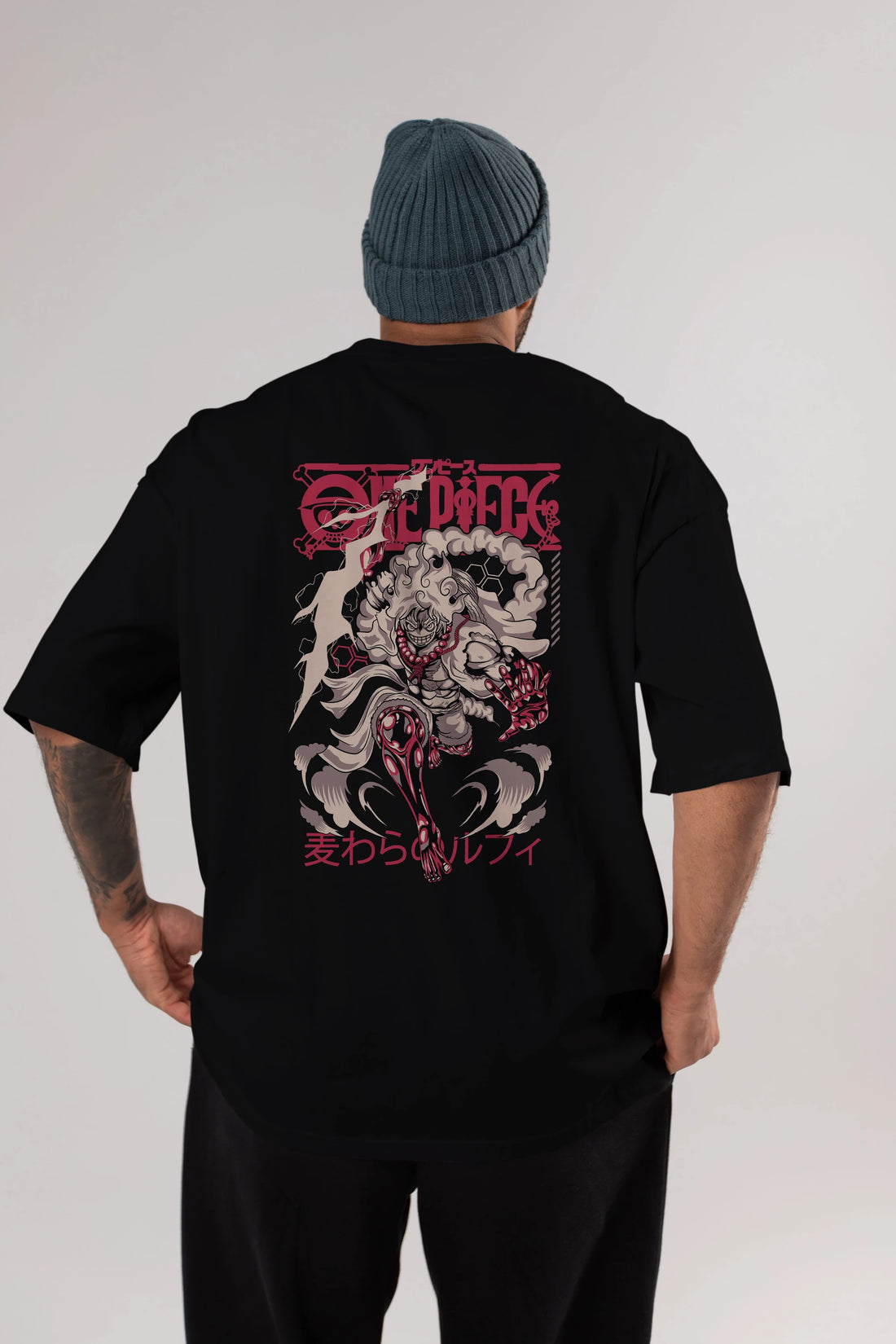 MONKEY D. LUFF-ONE PIECE 1 Anime Arka Baskılı Oversize t-shirt Erkek Kadın Unisex