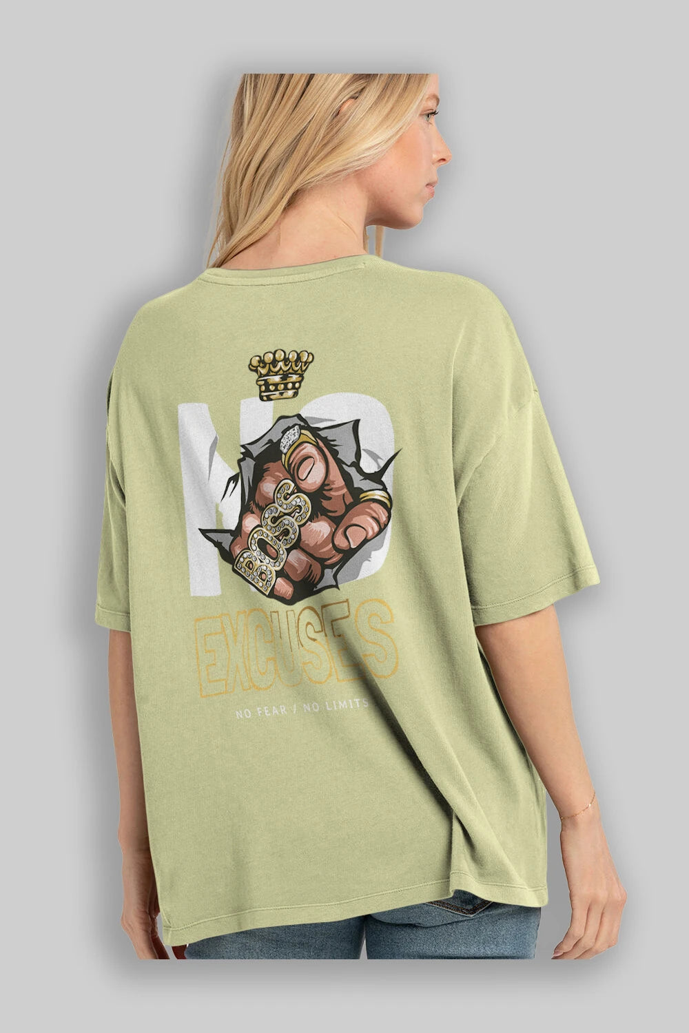 No Excuses Arka Baskılı Oversize t-shirt Erkek Kadın Unisex