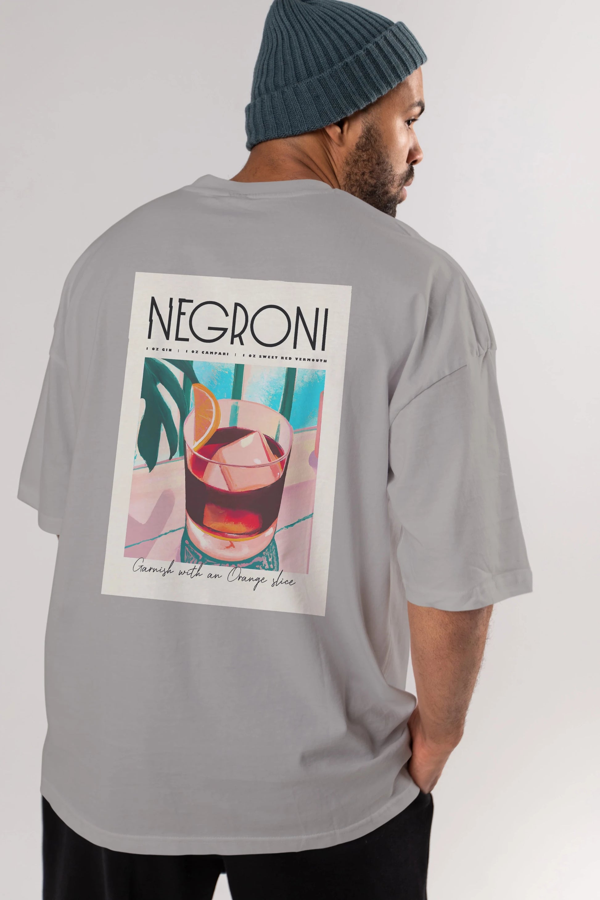 Negroni 4 Arka Baskılı Oversize t-shirt Erkek Kadın Unisex %100 Pamuk Bisiklet Yaka tişort