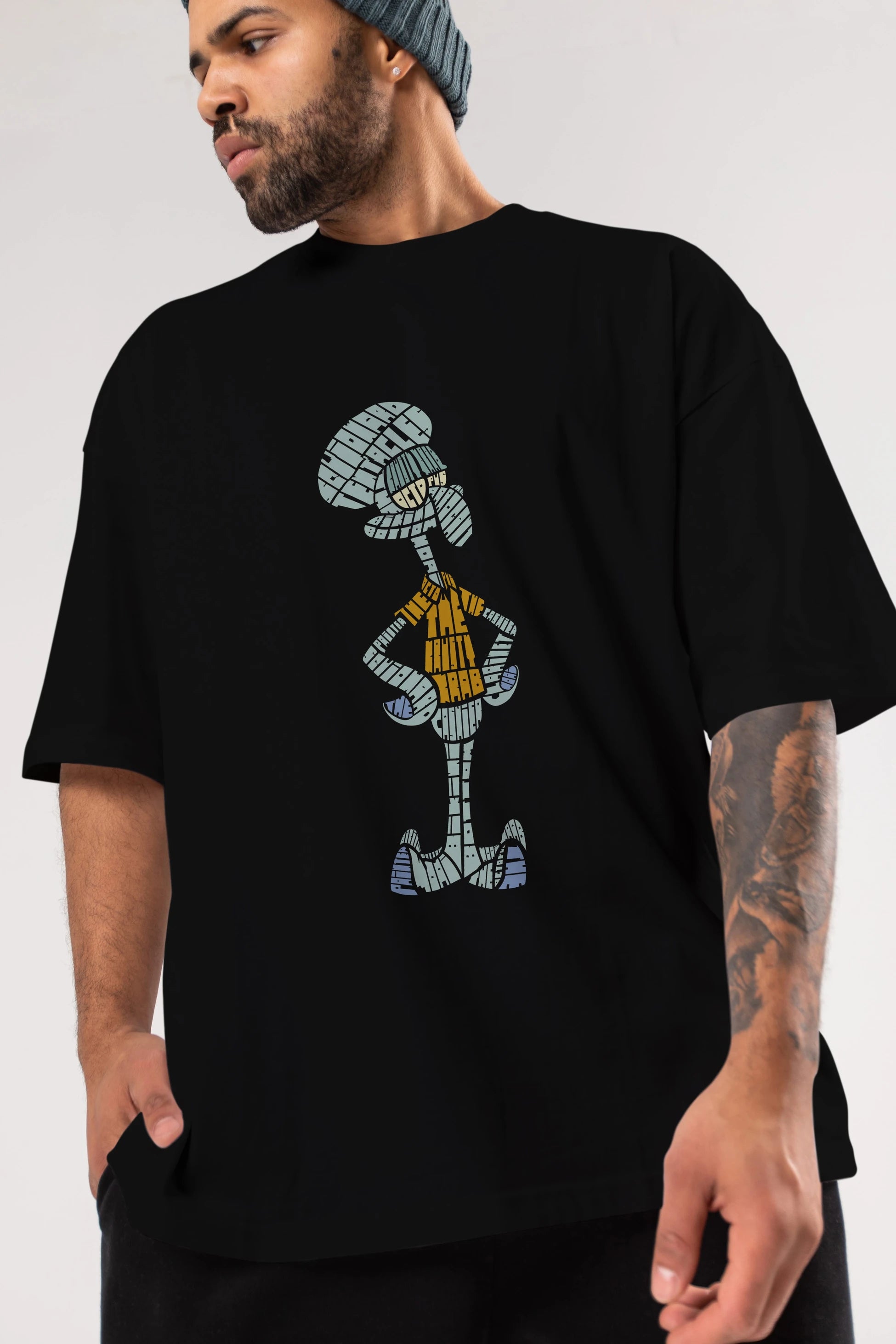 Squidward Ön Baskılı Oversize t-shirt %100 pamuk Erkek Kadın Unisex