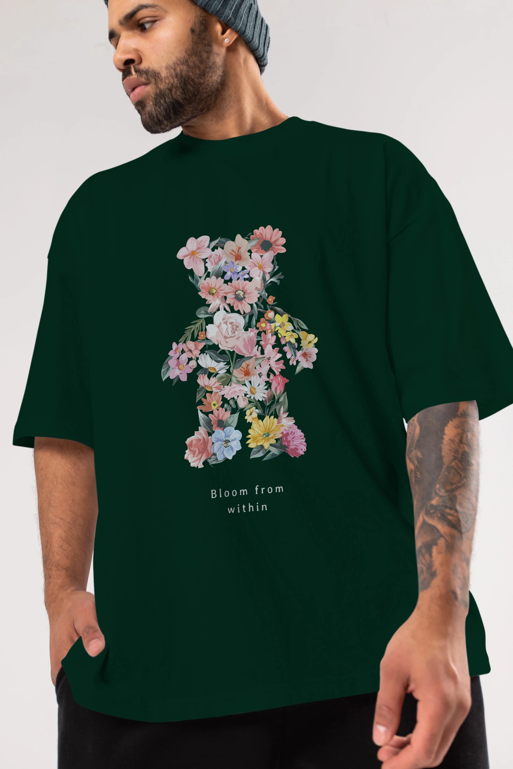Bloom from Bear Ön Baskılı Oversize t-shirt Erkek Kadın Unisex