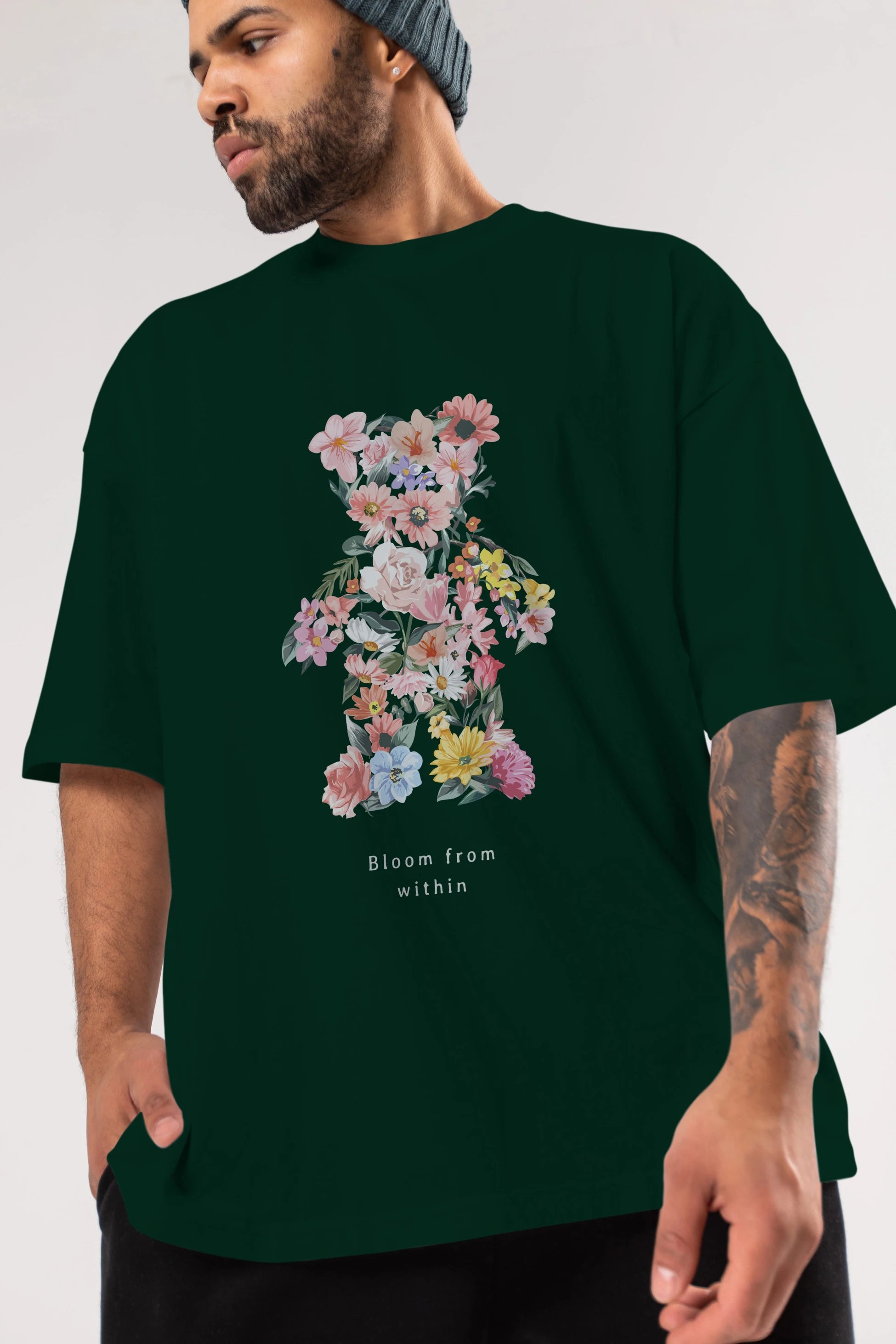 Bloom from Bear Ön Baskılı Oversize t-shirt Erkek Kadın Unisex