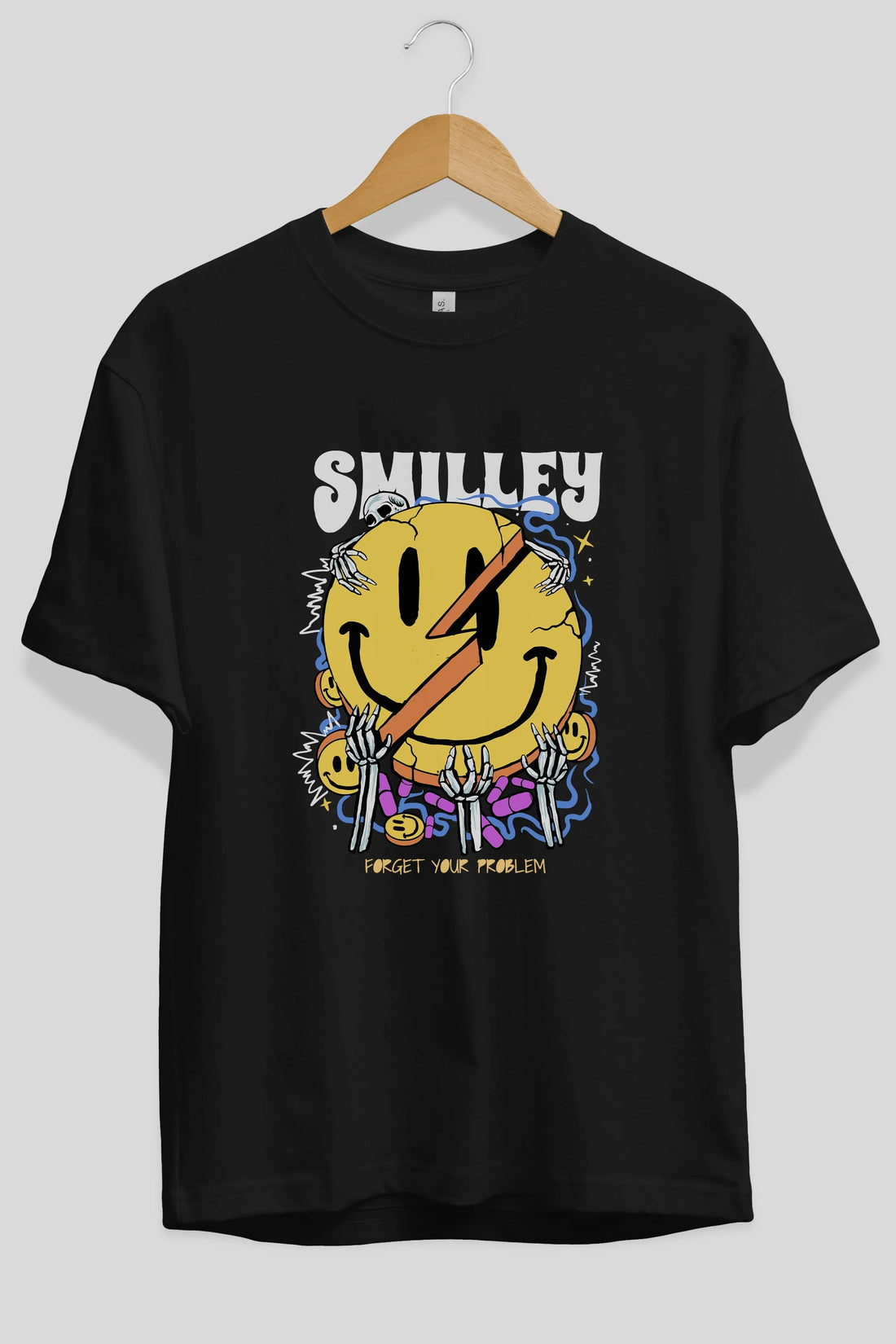 Smilley Streetwear Ön Baskılı Oversize t-shirt Erkek Kadın Unisex