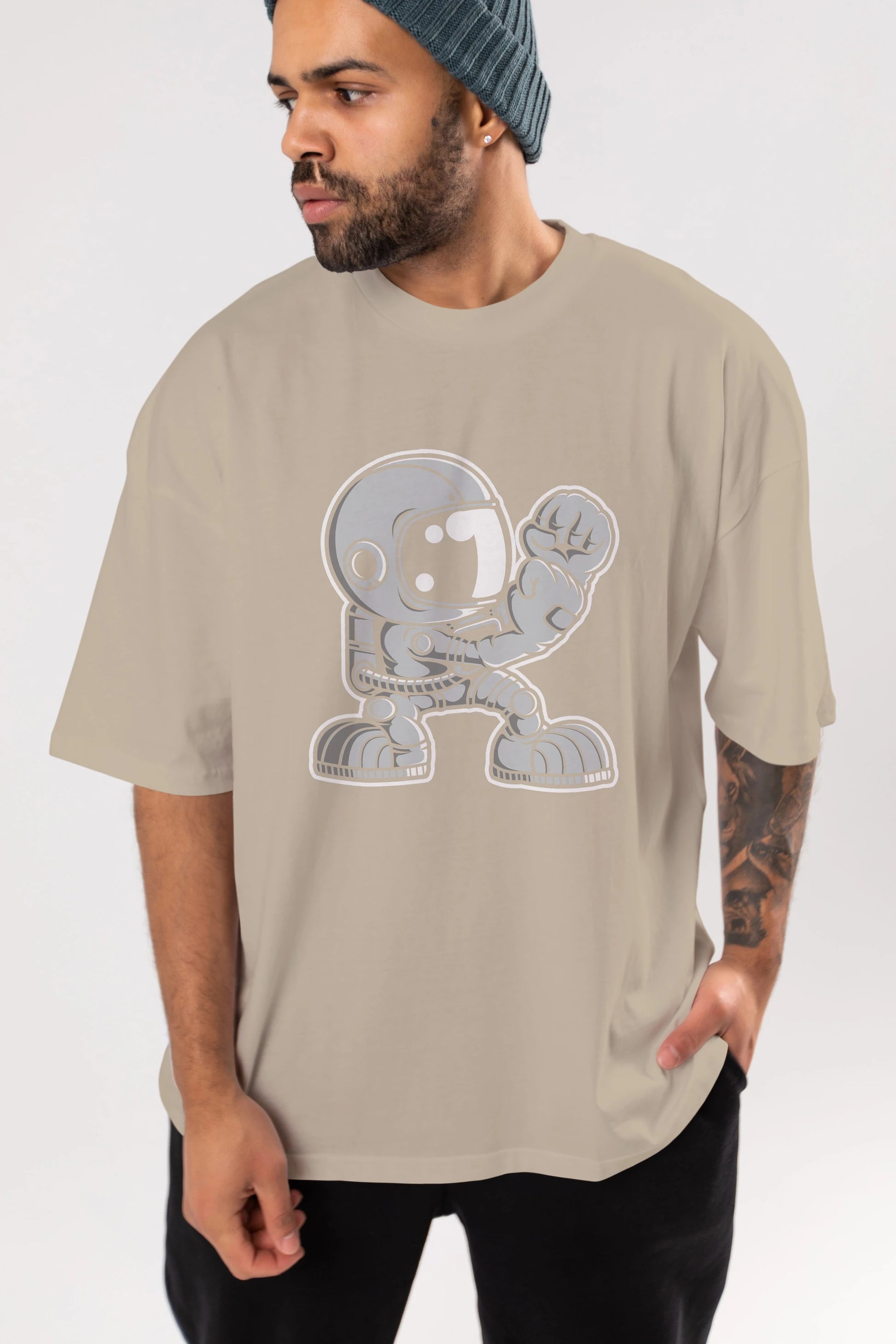 Astronaut Fighting Irish Ön Baskılı Oversize t-shirt Erkek Kadın Unisex