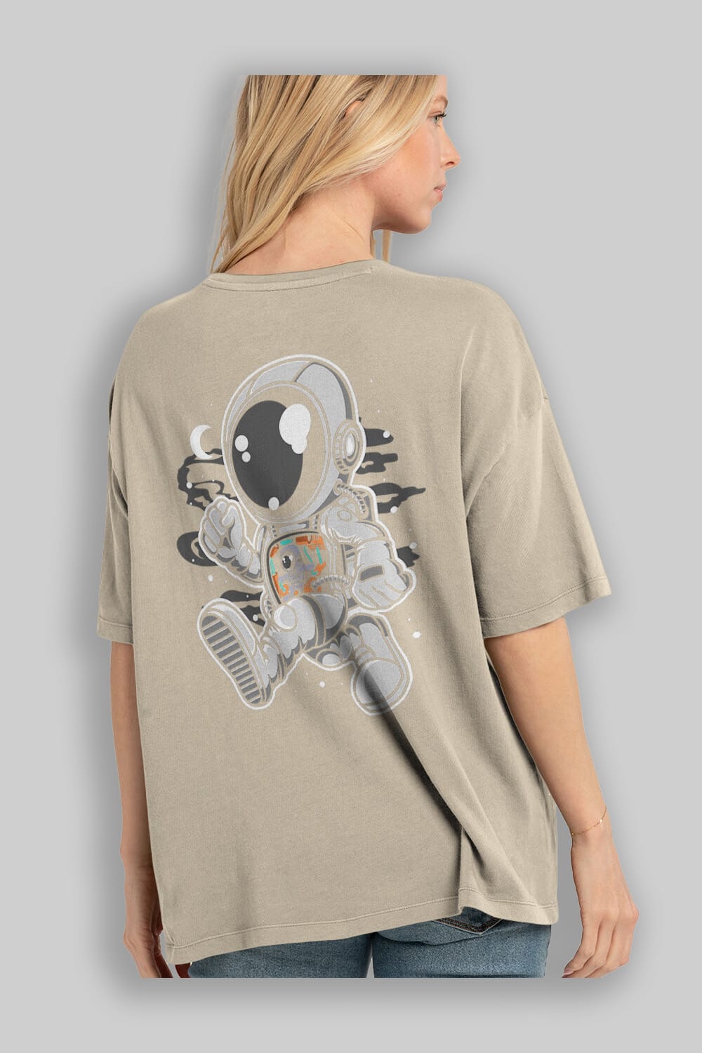 Astronaut Robotic Machine Arka Baskılı Oversize t-shirt Erkek Kadın Unisex