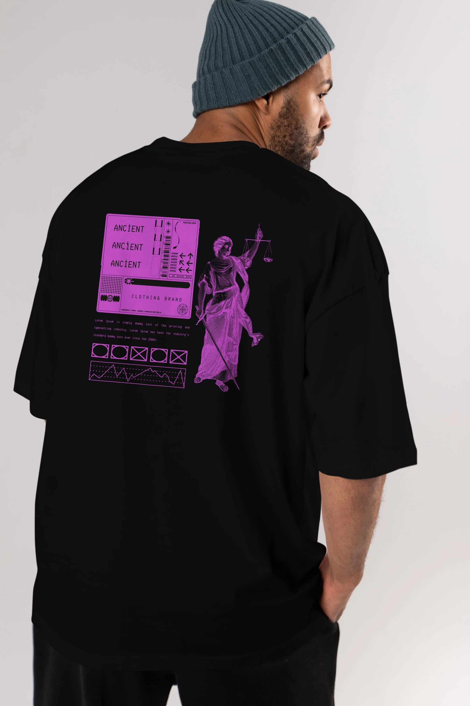 Ancient Streetwear Arka Baskılı Oversize t-shirt Erkek Kadın Unisex