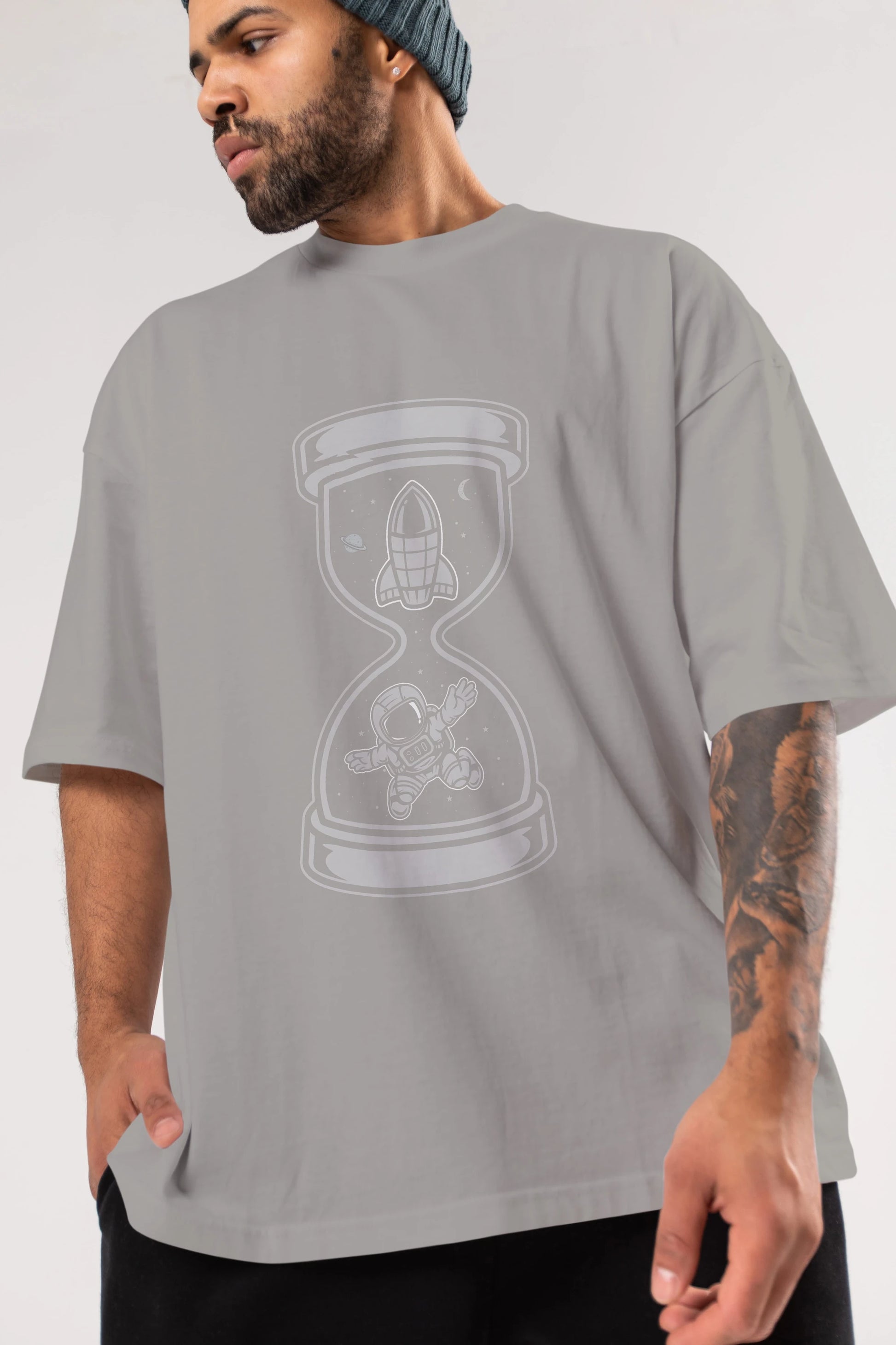 Astronaut Time Ön Baskılı Oversize t-shirt Erkek Kadın Unisex