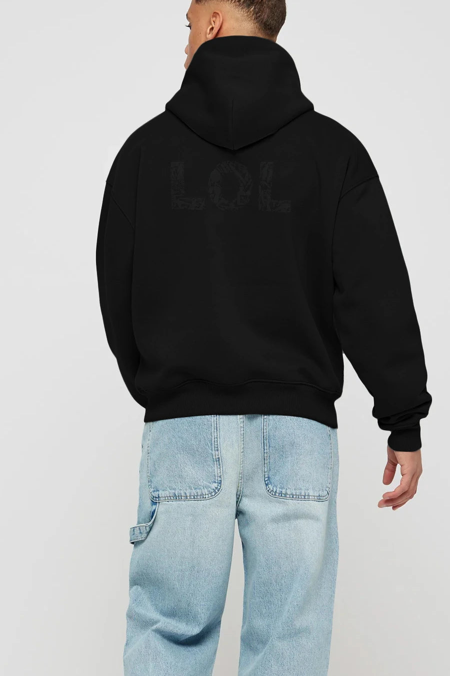 LOL Arka Baskılı Hoodie Oversize Kapüşonlu Sweatshirt Erkek Kadın Unisex