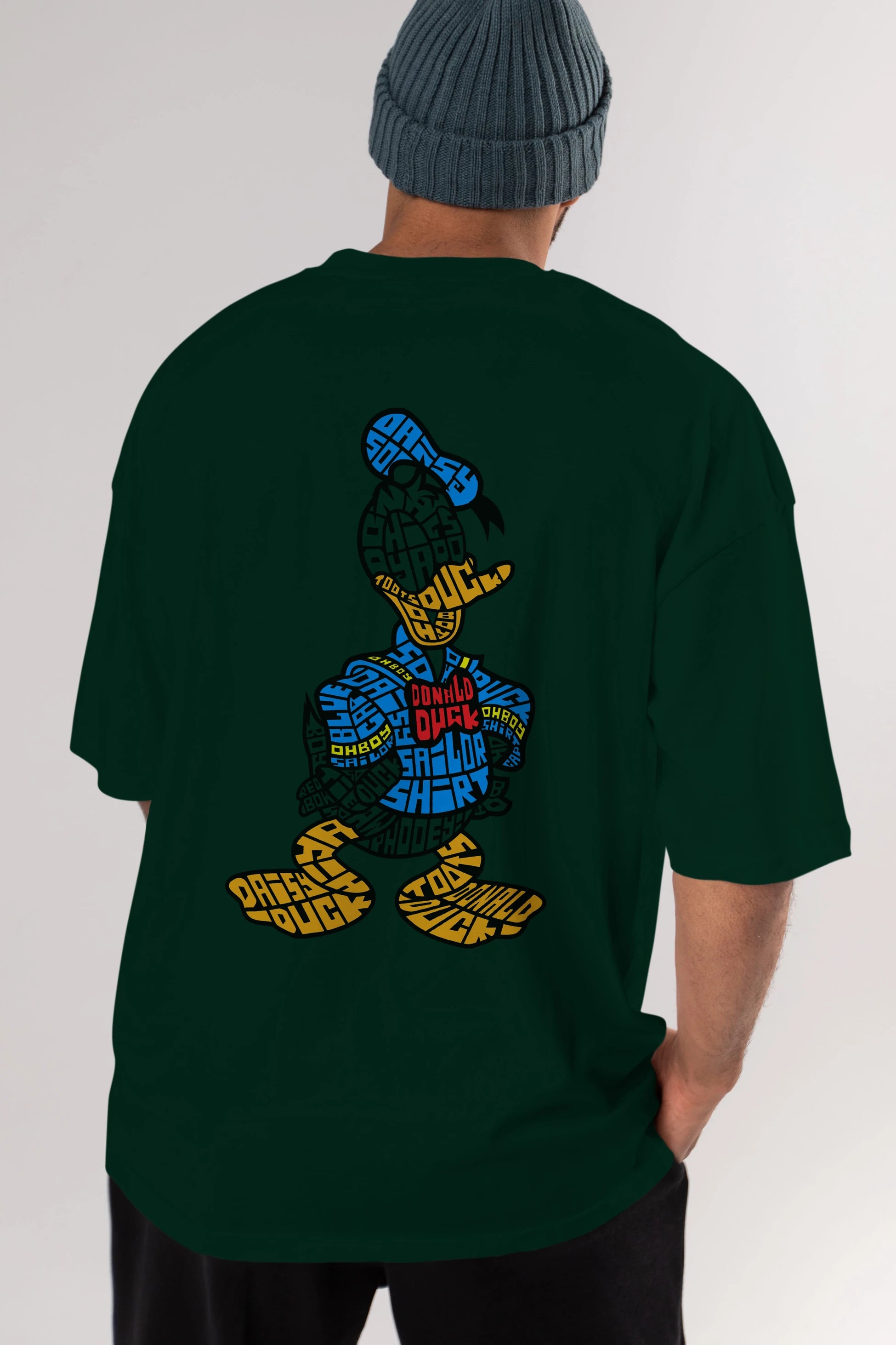 Donald Arka Baskılı Oversize t-shirt %100 pamuk Erkek Kadın Unisex