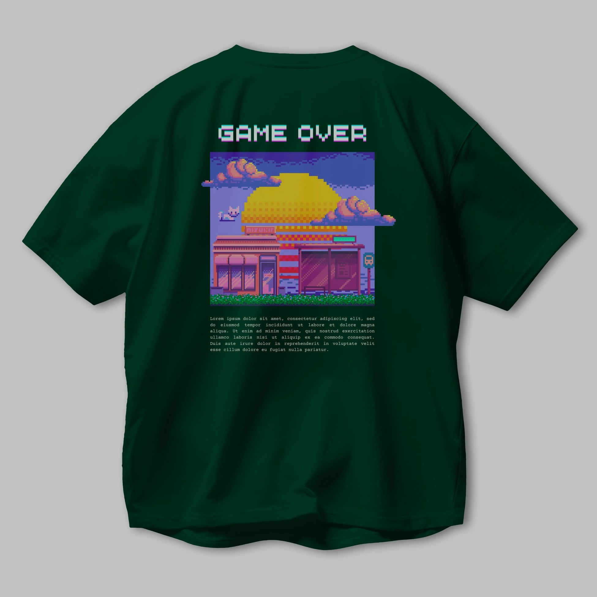 Game Over Yazılı Arka Baskılı Oversize t-shirt Erkek Kadın Unisex
