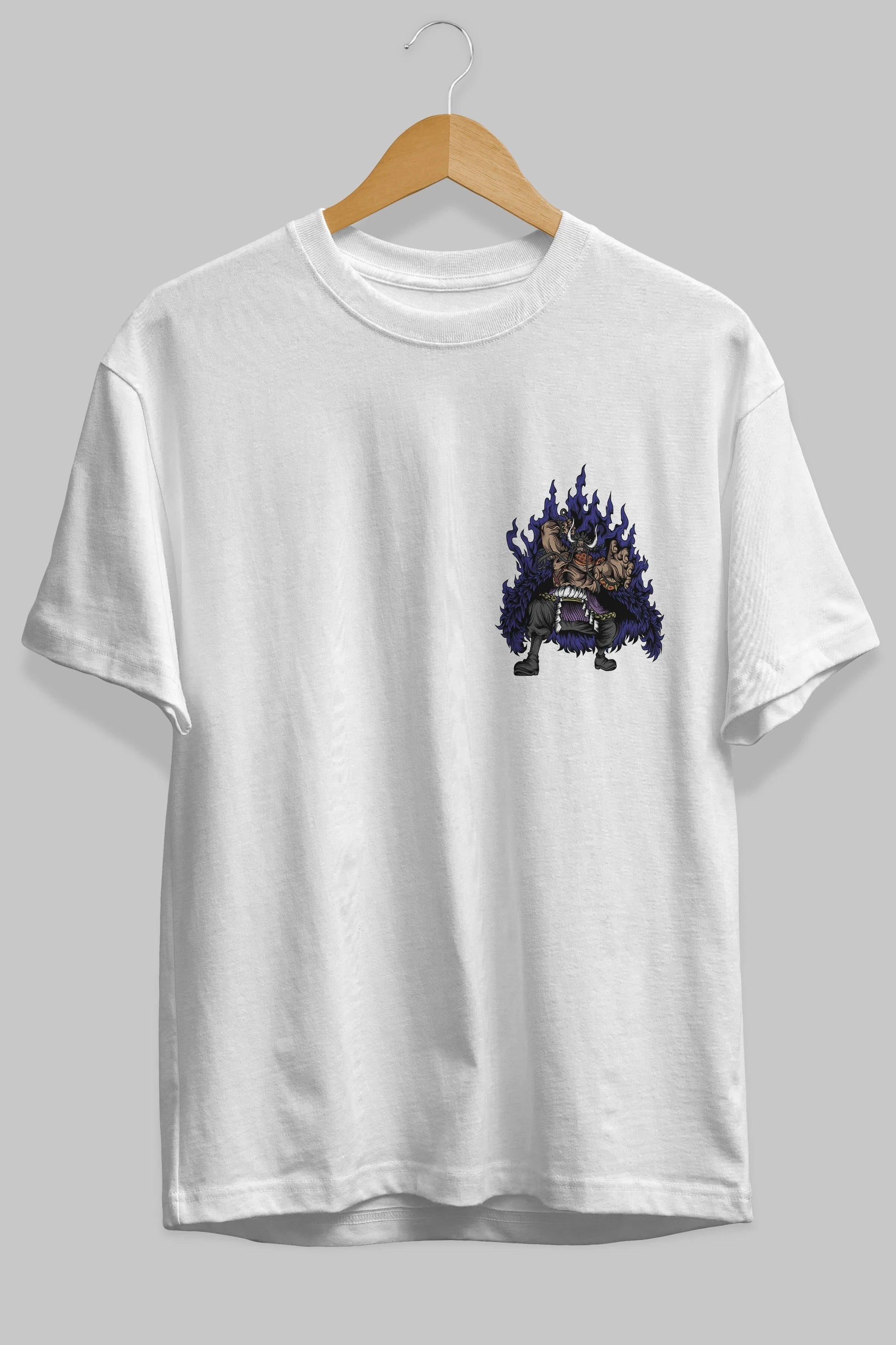 Kaido Ön Sol Baskılı Oversize t-shirt Erkek Kadın Unisex %100 Pamuk Bisiklet Yaka tişort