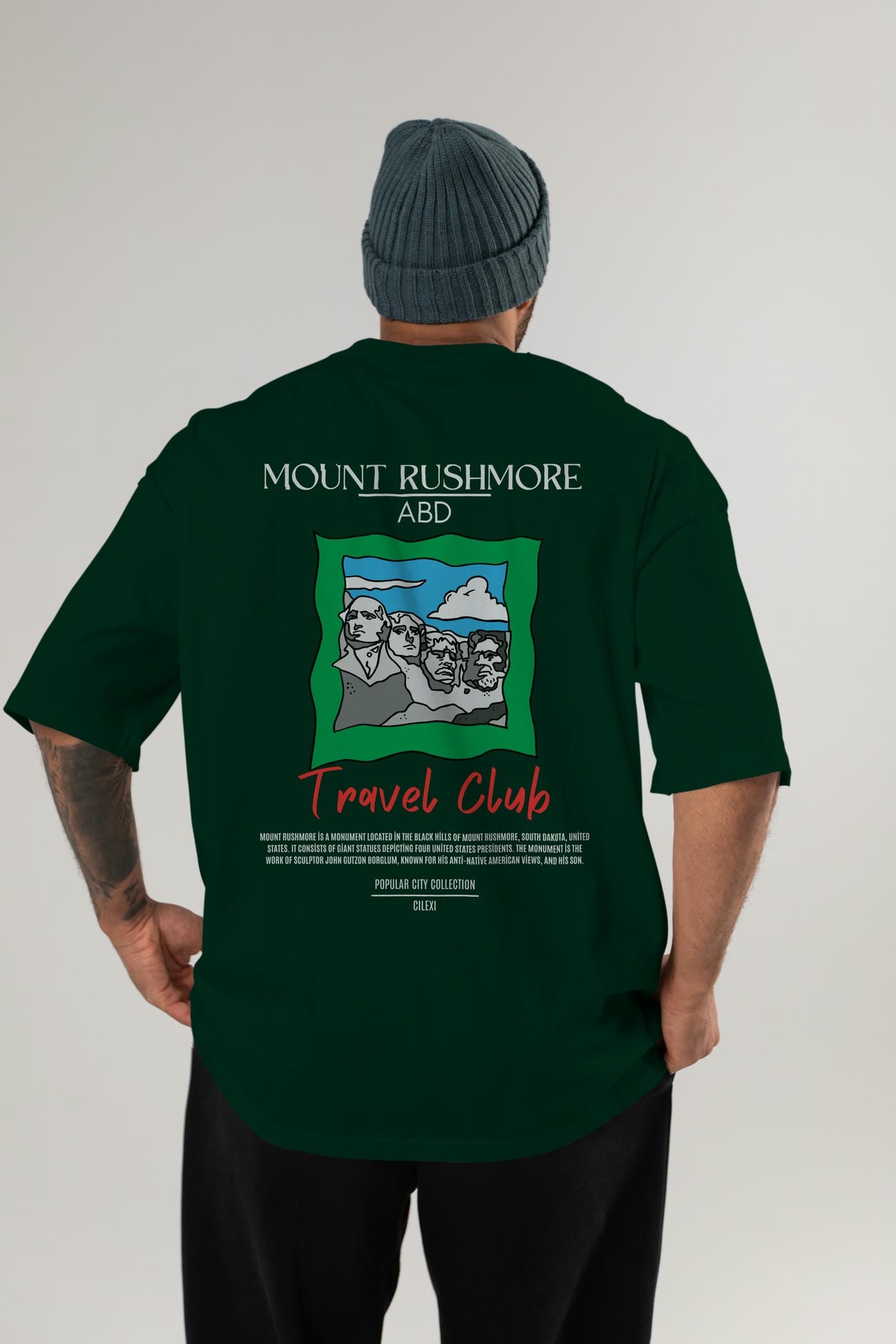 Mount Rushmore ABD Arka Baskılı Oversize t-shirt Erkek Kadın Pamuk Bisiklet Yaka tişort
