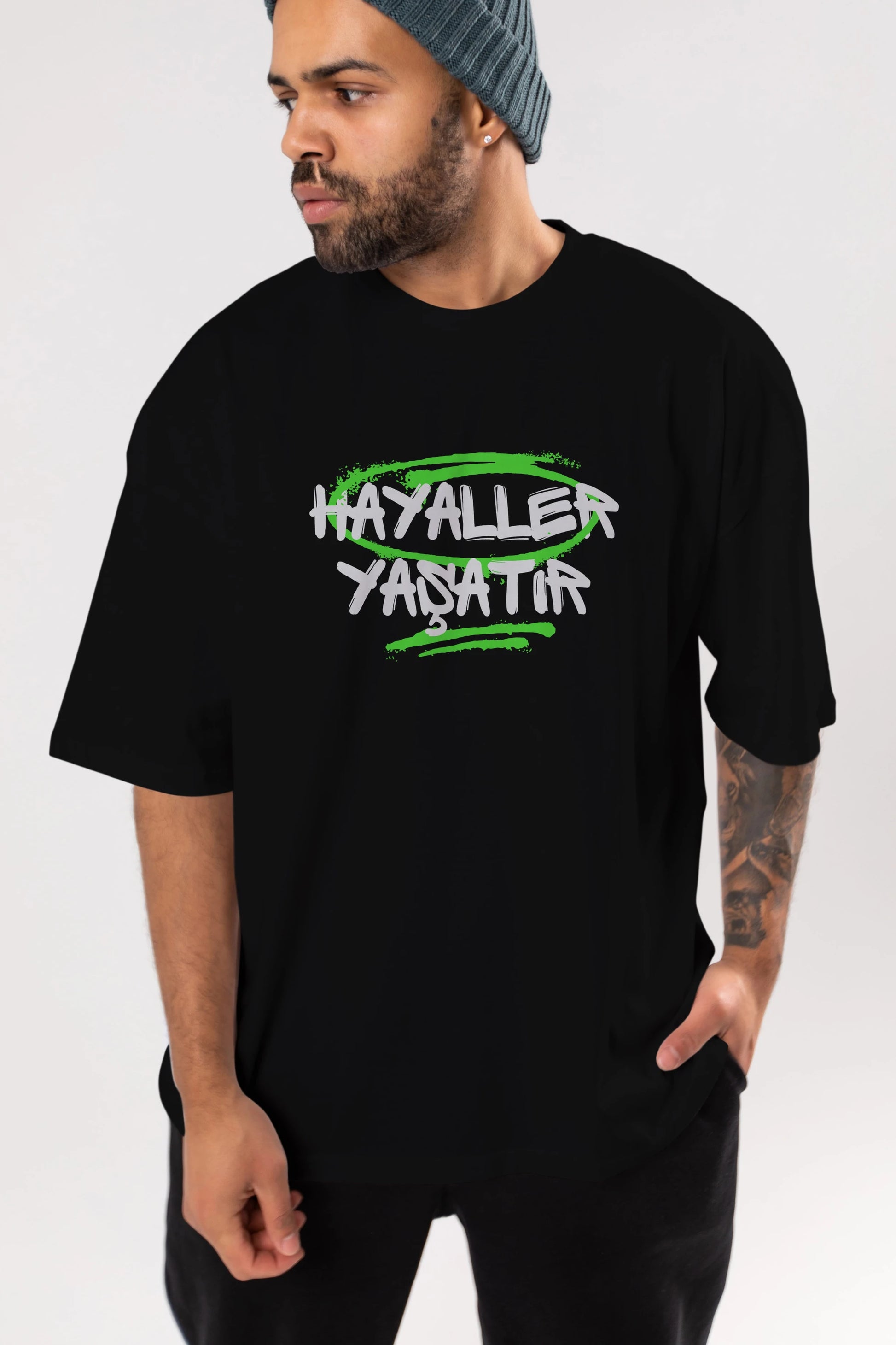 Hayaller Yaşatır Ön Baskılı Oversize t-shirt Erkek Kadın Unisex